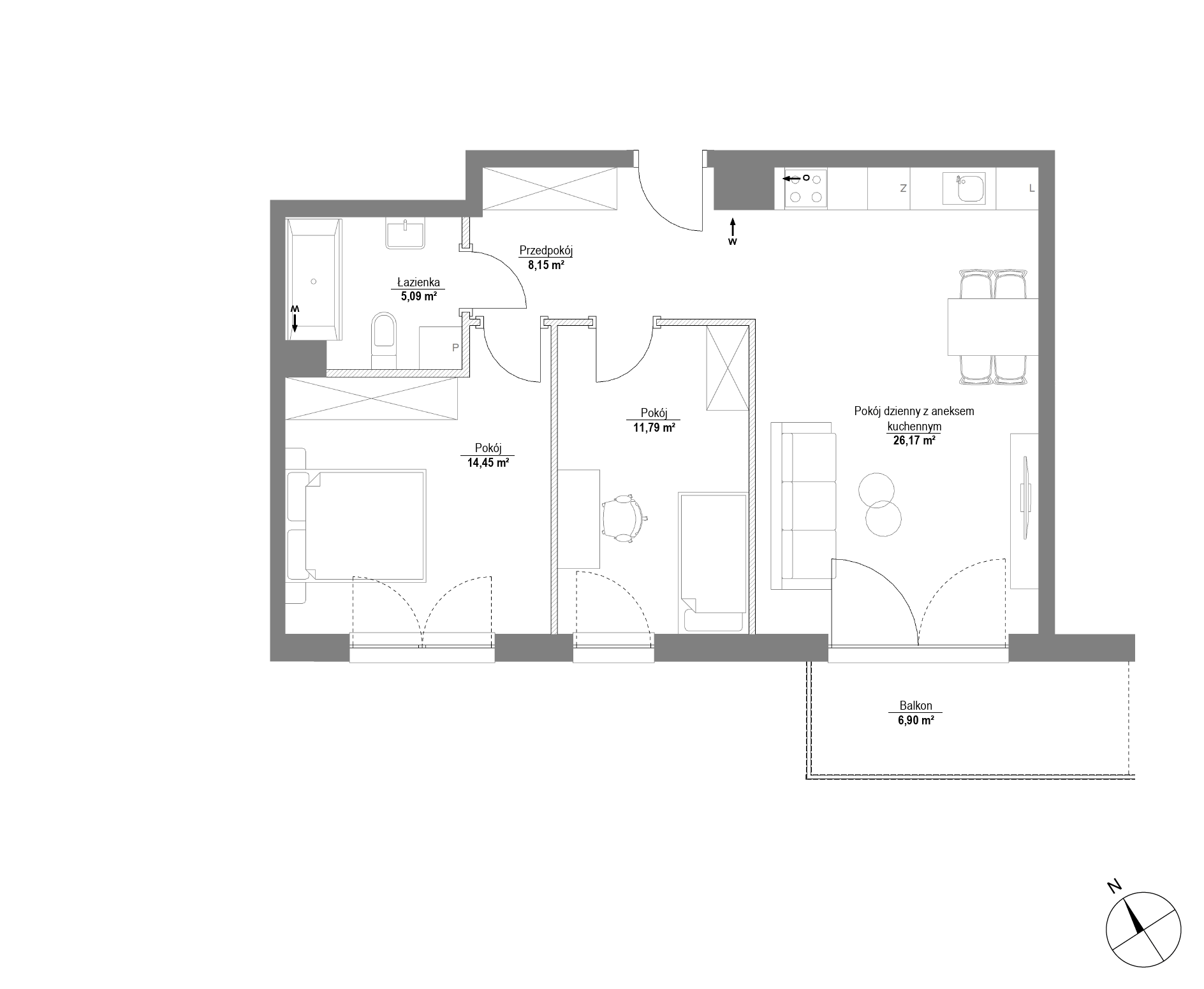 Plan 3 pok. 66m²