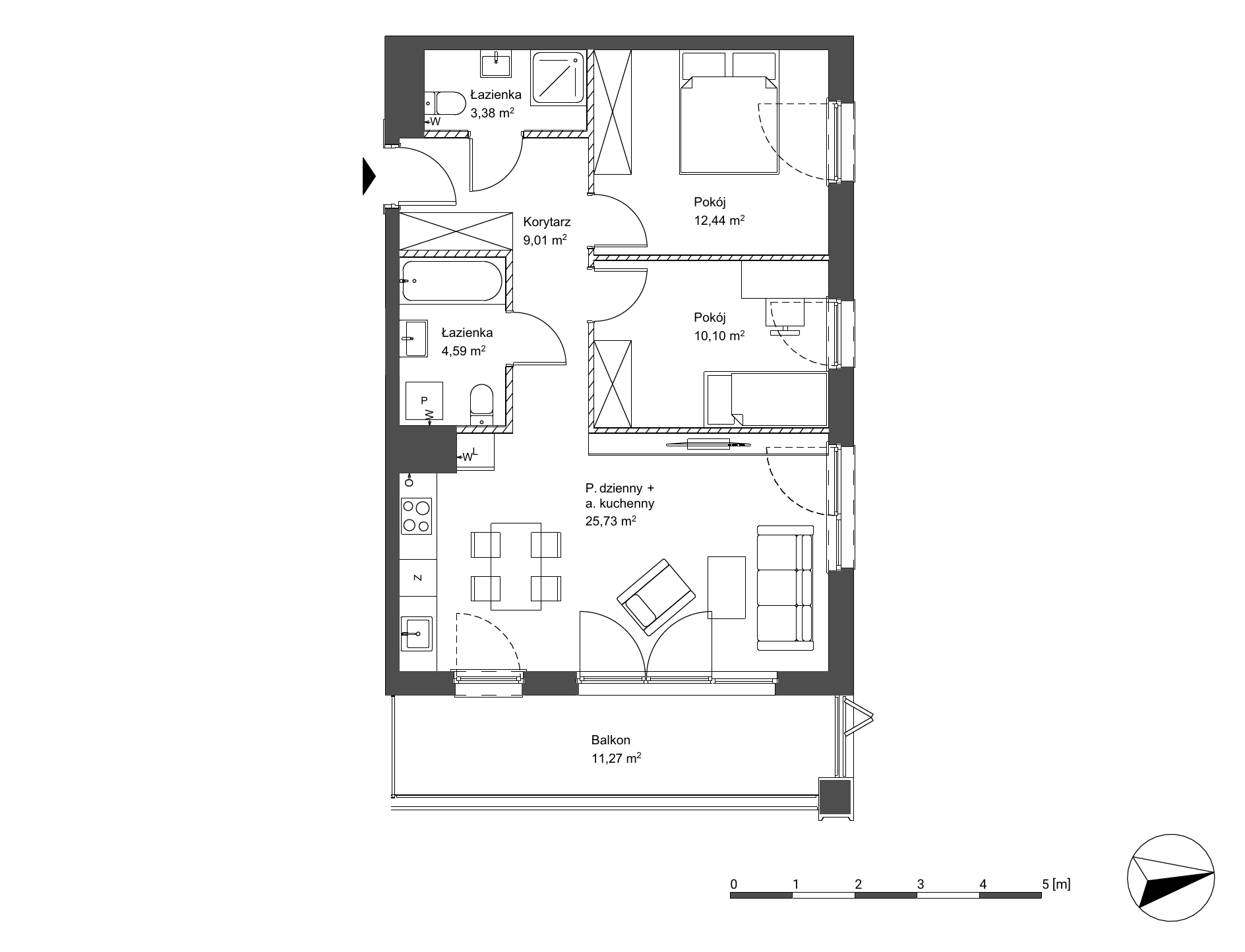 Plan 3 pok. 65m²