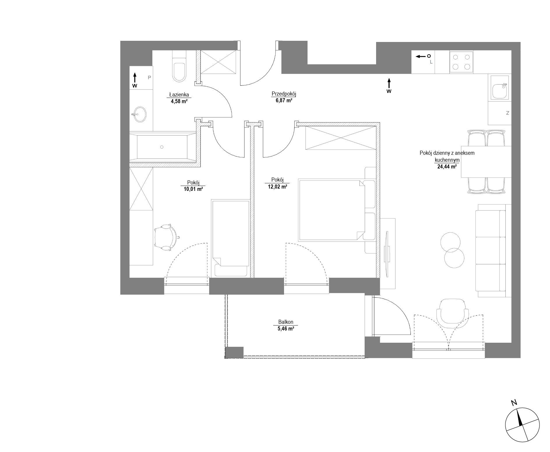 Plan 3 pok. 58m²