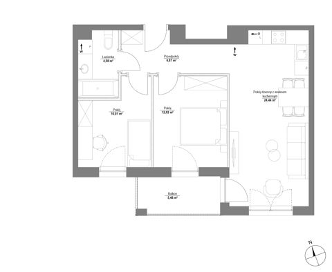 Plan 3 pok. 58m²