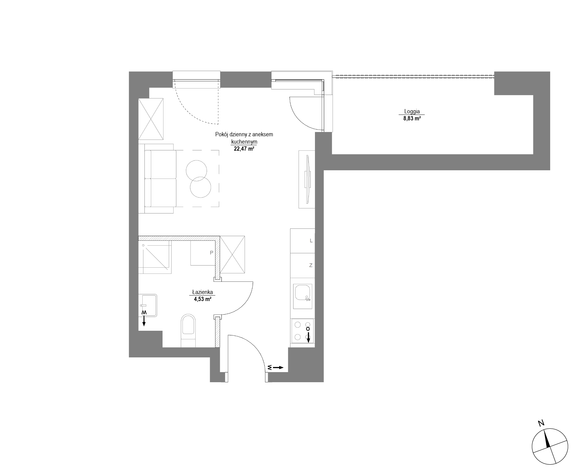 Plan 1 pok. 27m²