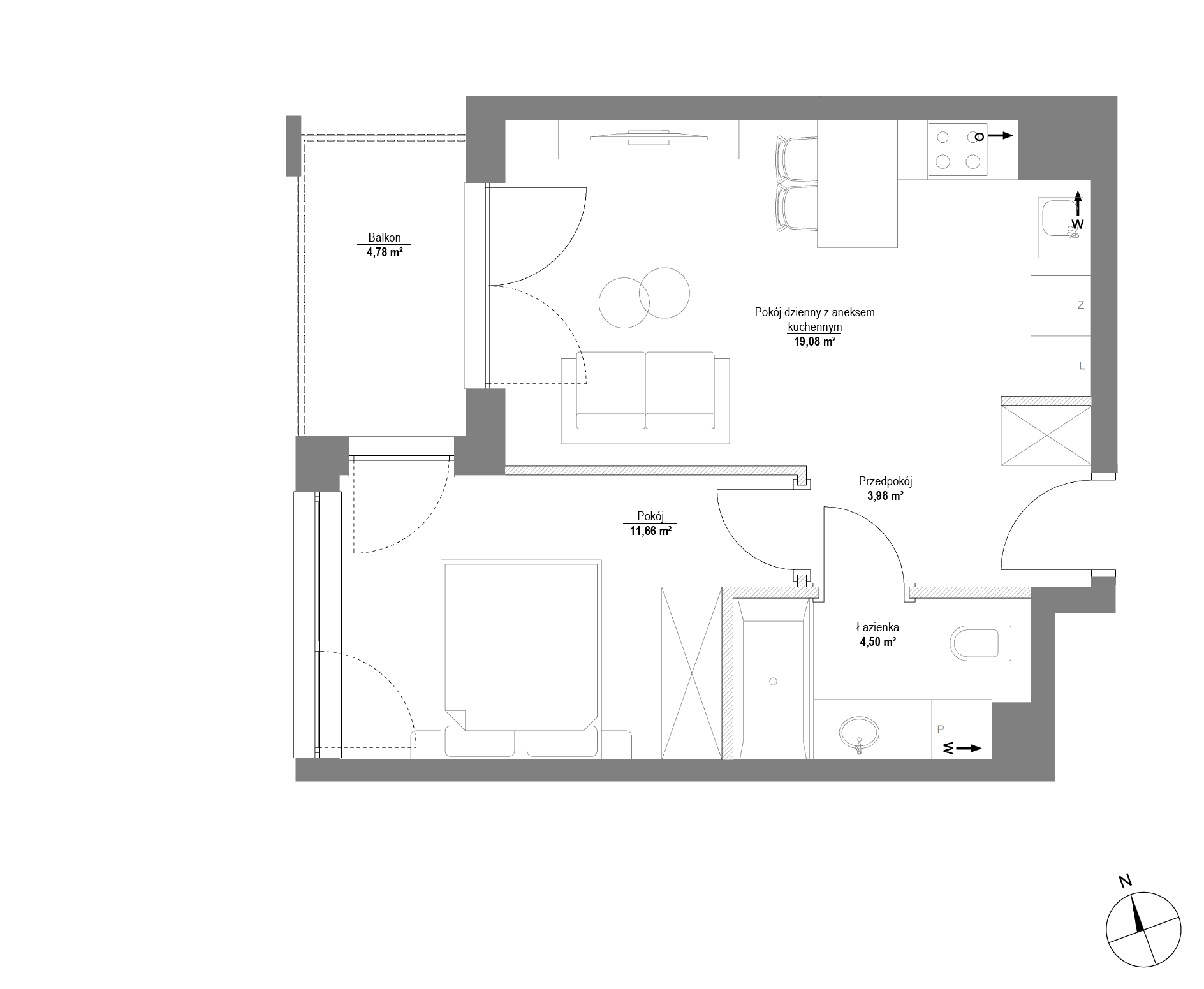 Plan 2 pok. 39m²