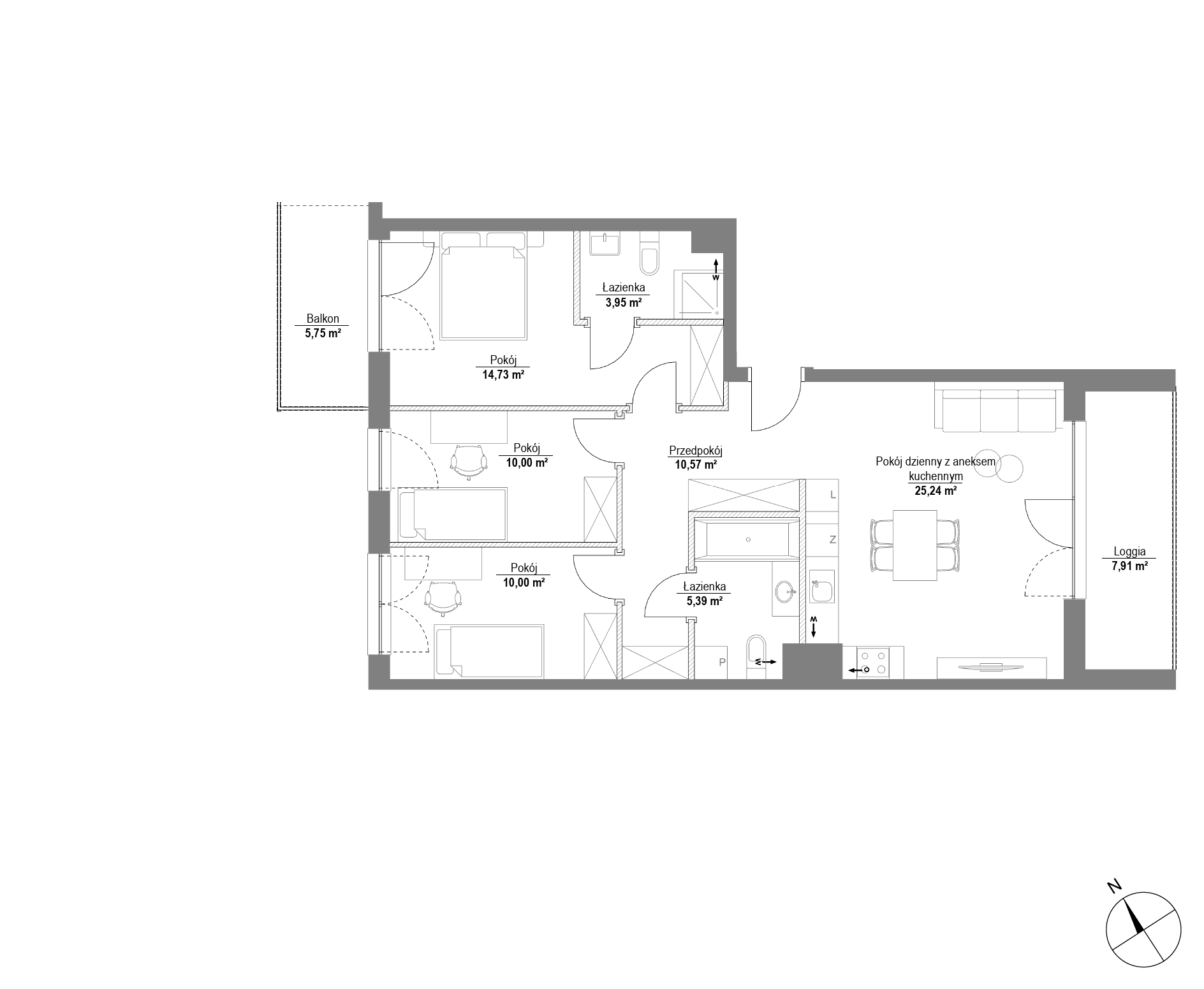 Plan 4 pok. 80m²
