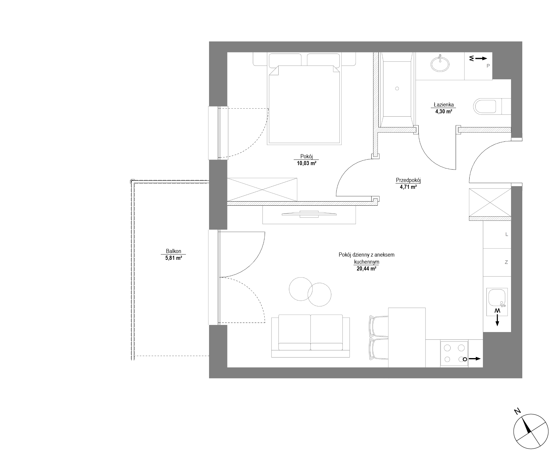Plan 2 pok. 39m²