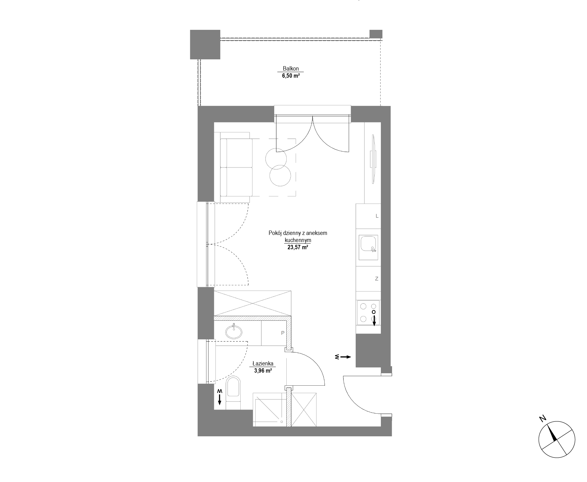 Plan 1 pok. 28m²