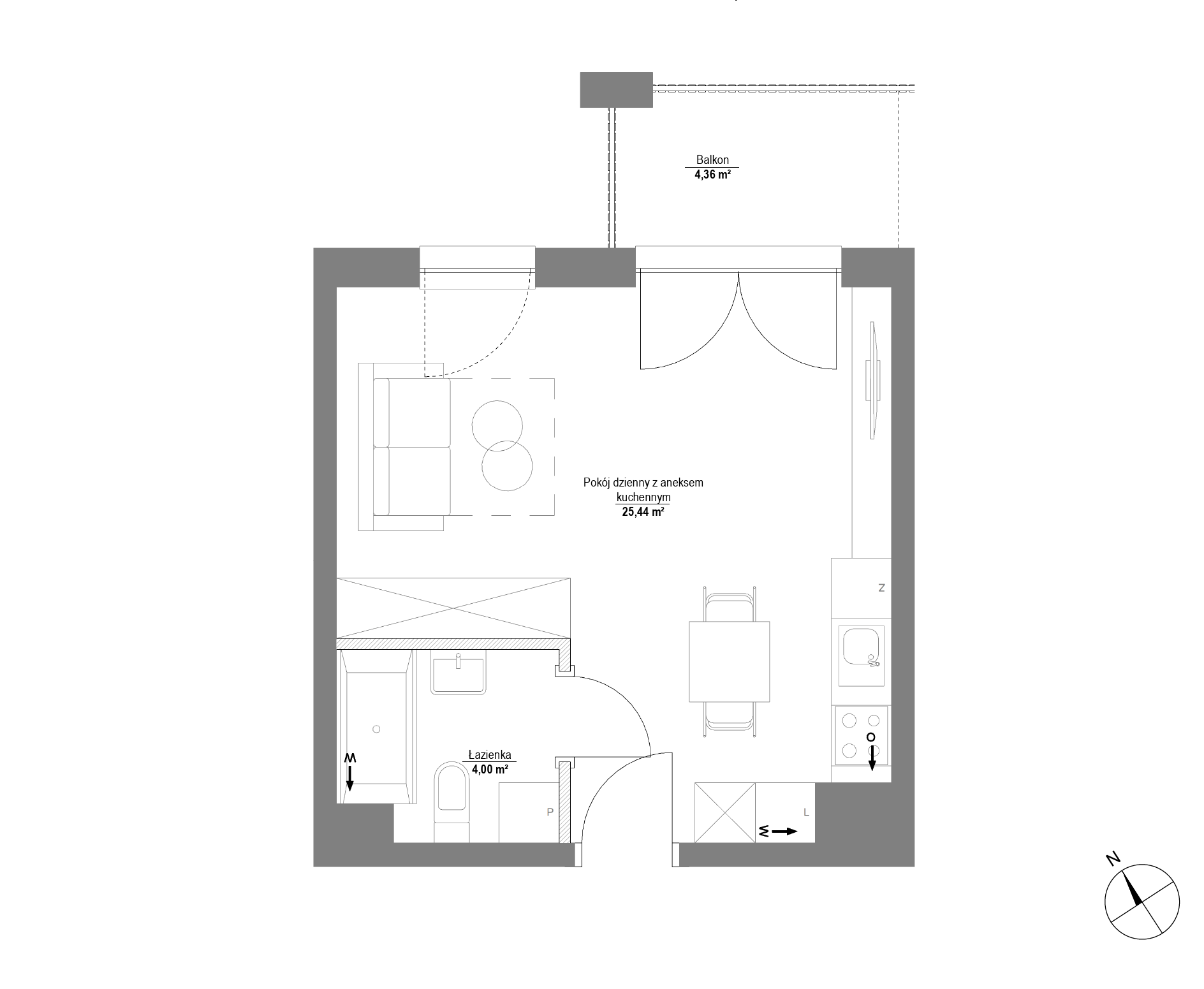 Plan 1 pok. 29m²