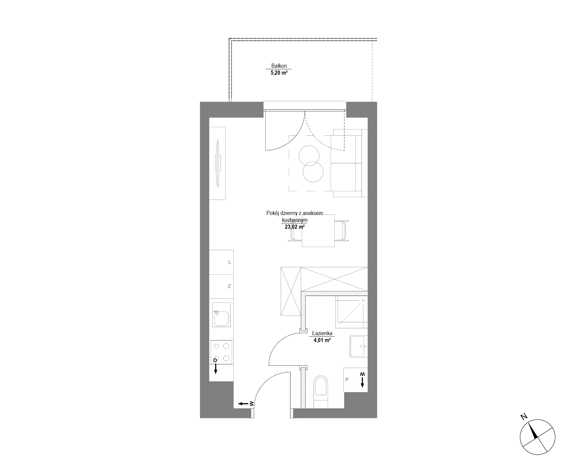 Plan 1 pok. 27m²