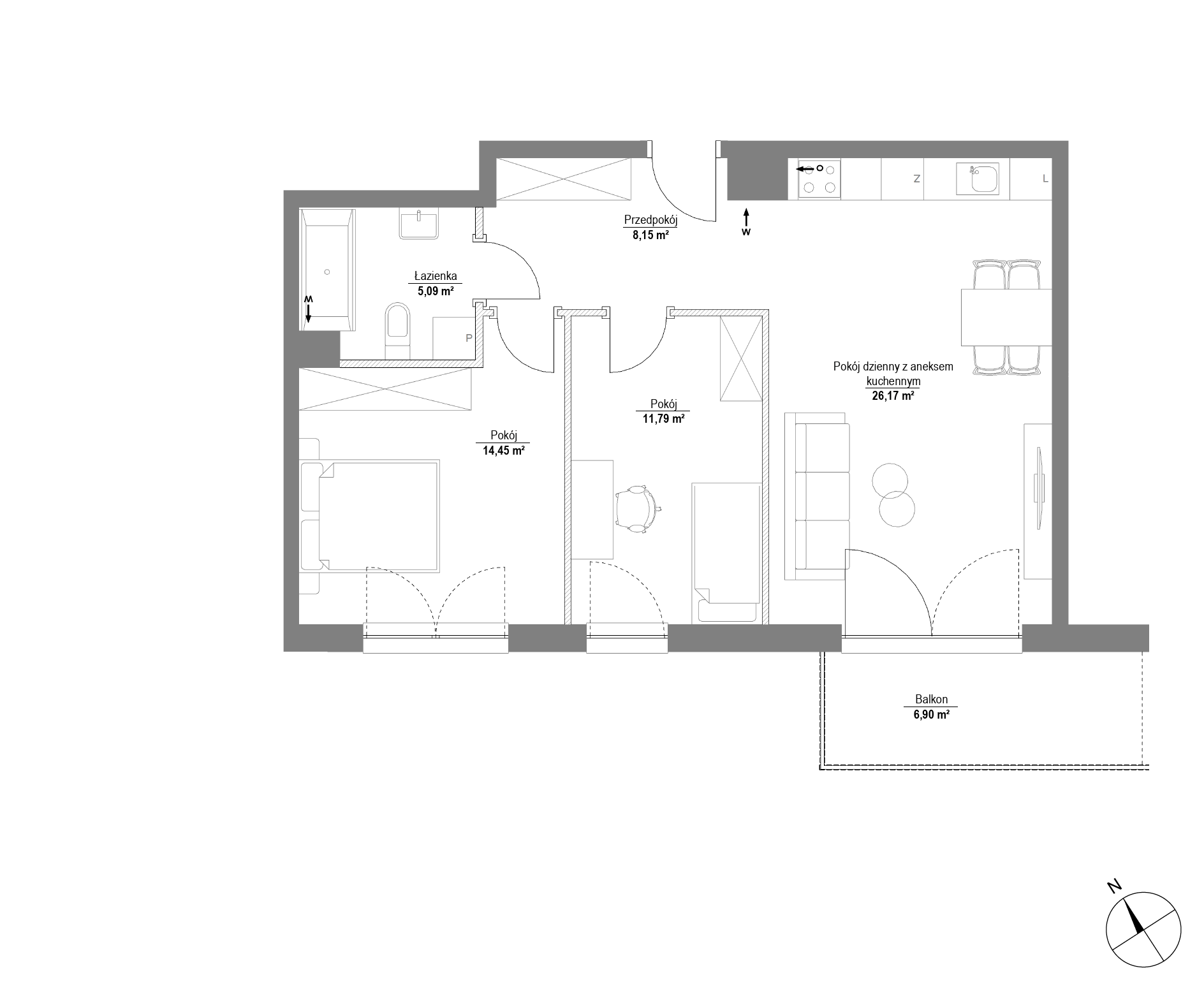 Plan 3 pok. 66m²