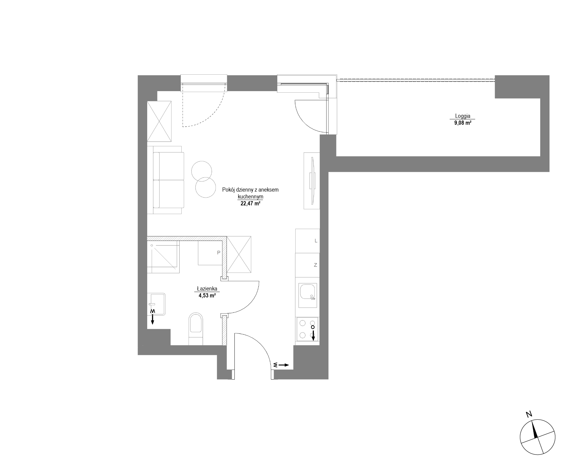Plan 1 pok. 27m²
