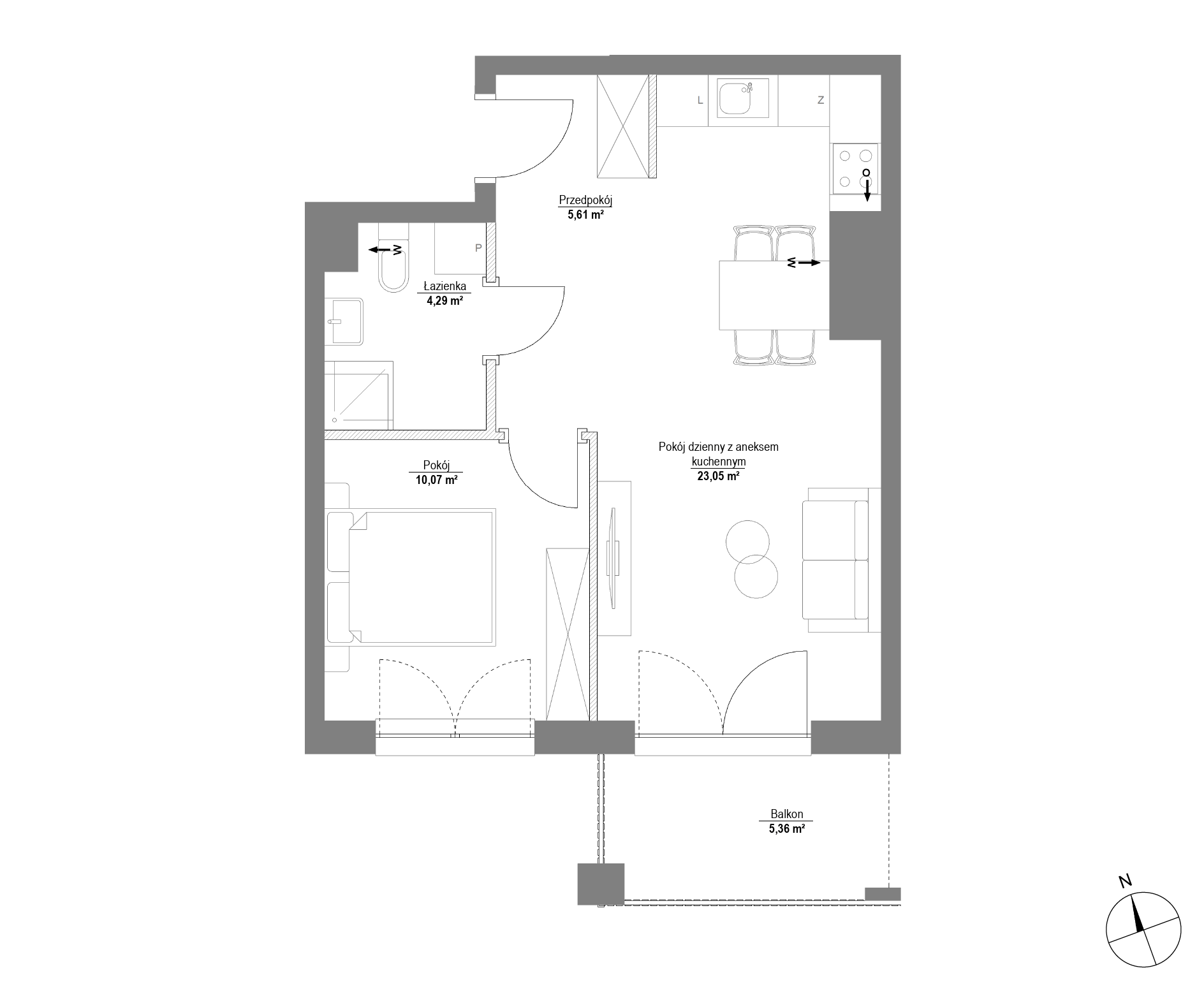Plan 2 pok. 43m²