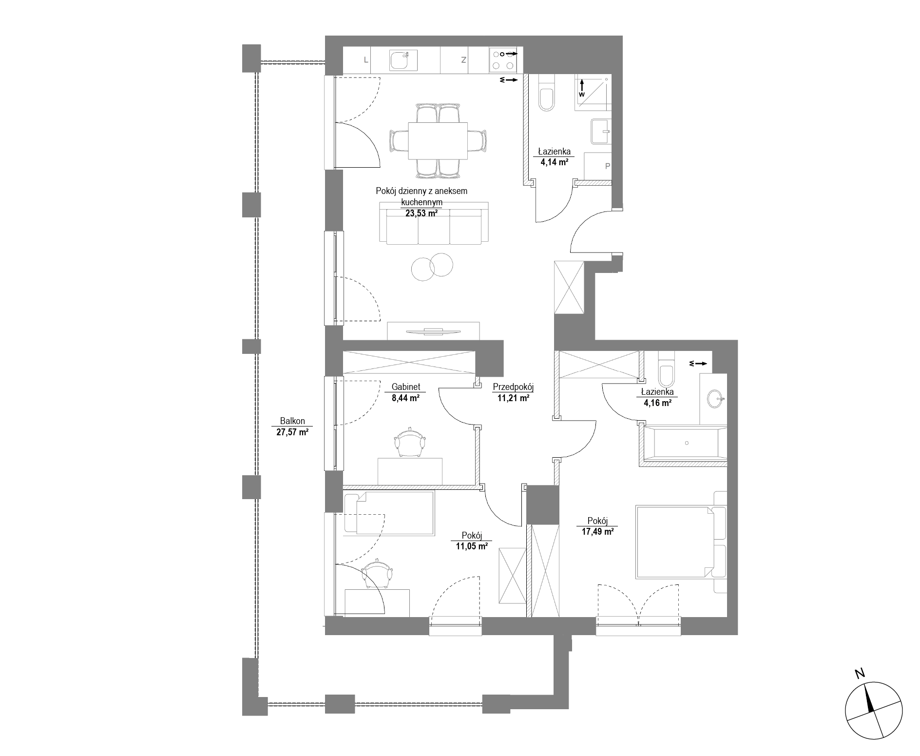 Plan 4 pok. 80m²