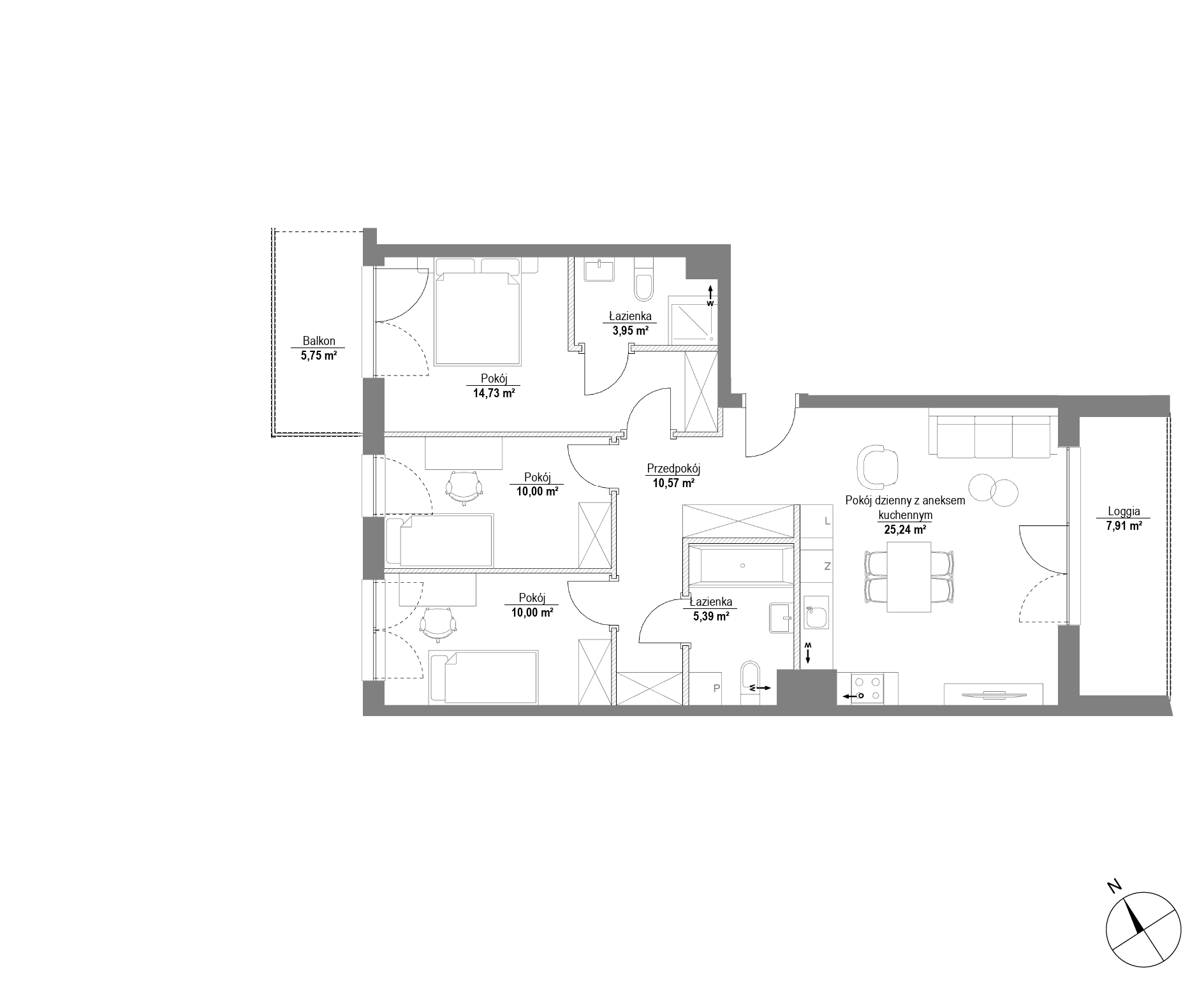Plan 4 pok. 80m²