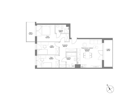 Plan 4 pok. 80m²