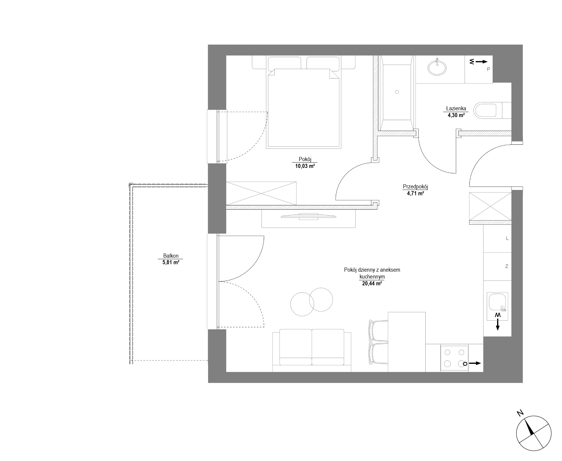 Plan 2 pok. 39m²