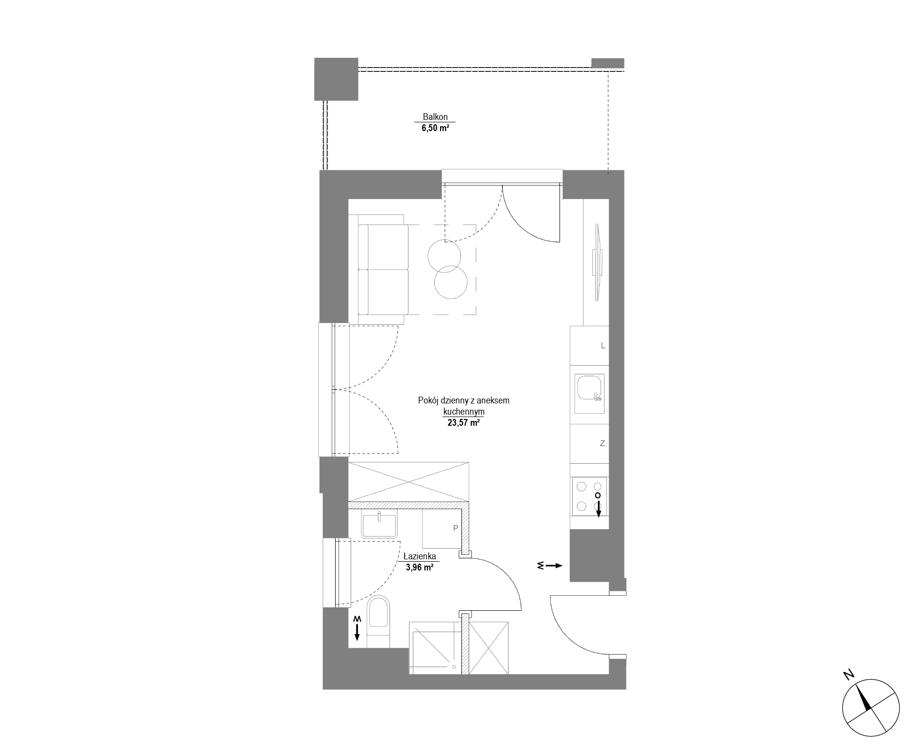 Plan 1 pok. 28m²