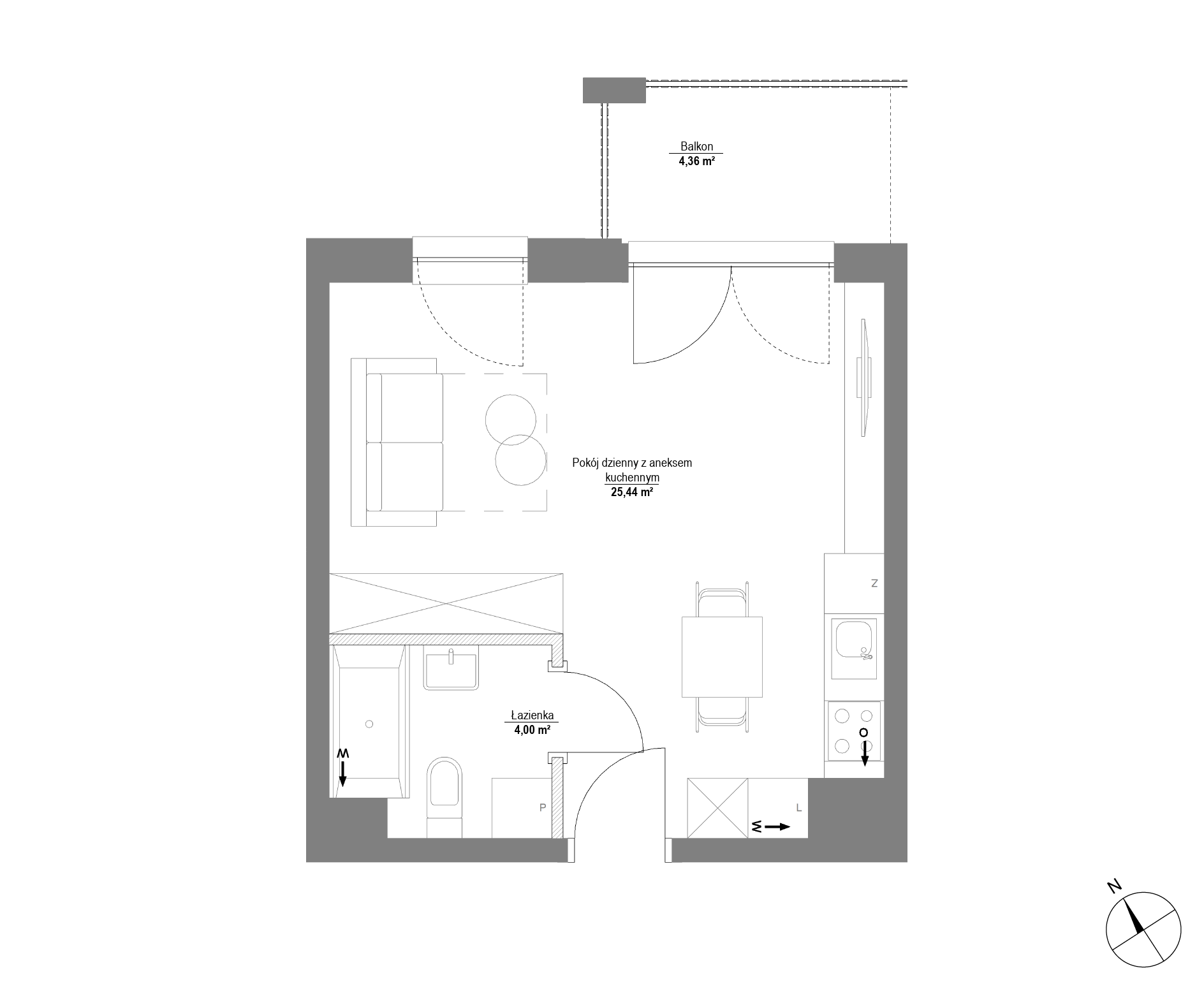 Plan 1 pok. 29m²