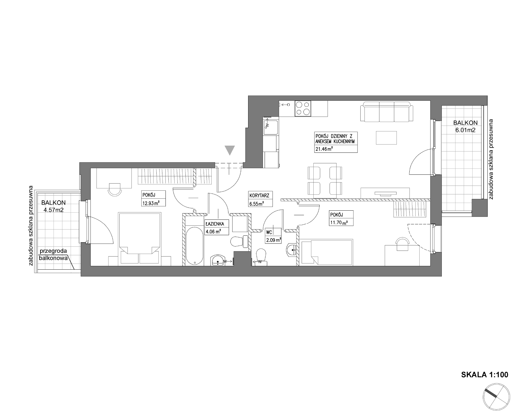 Plan 3 pok. 59m²
