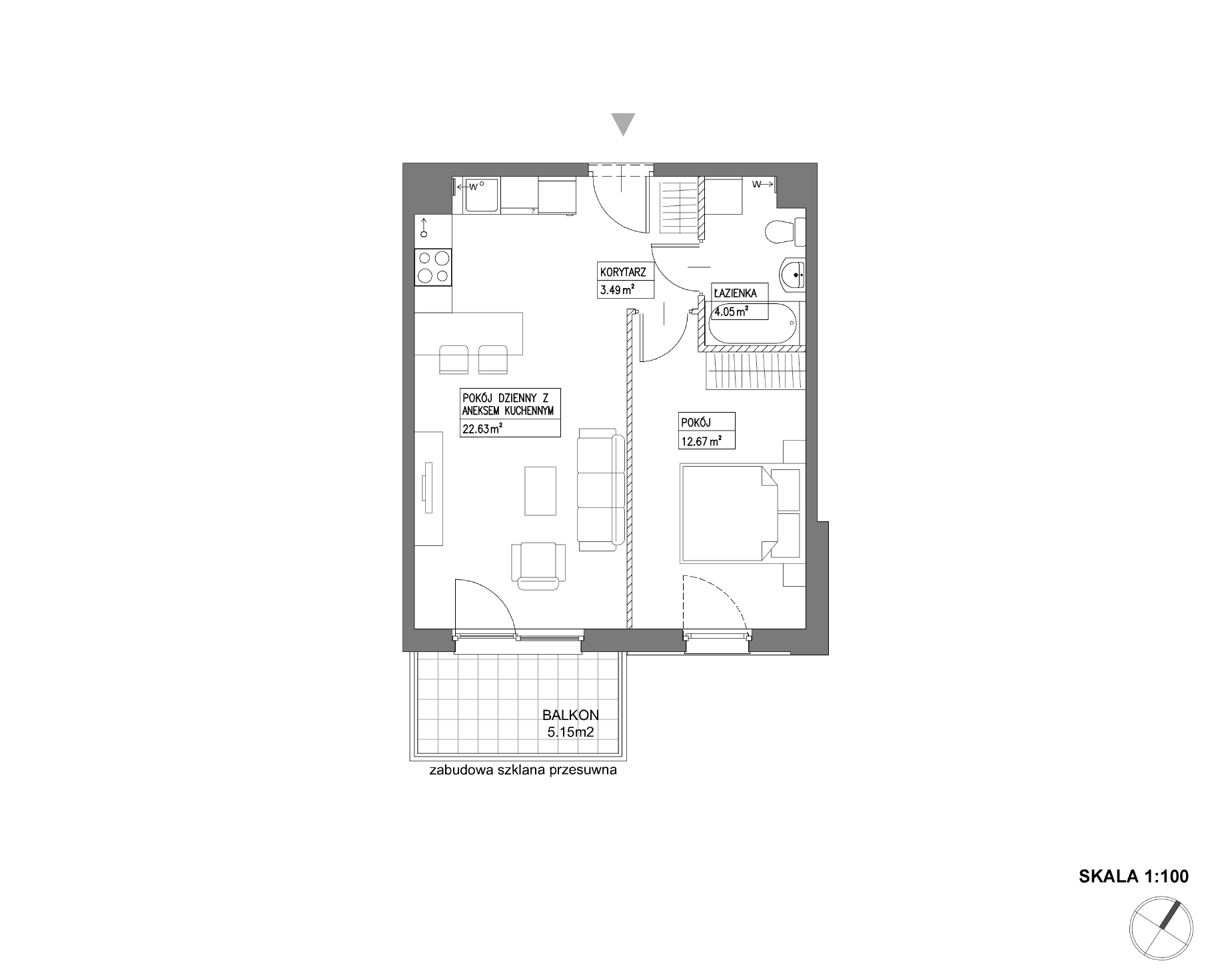 Plan 2 pok. 43m²