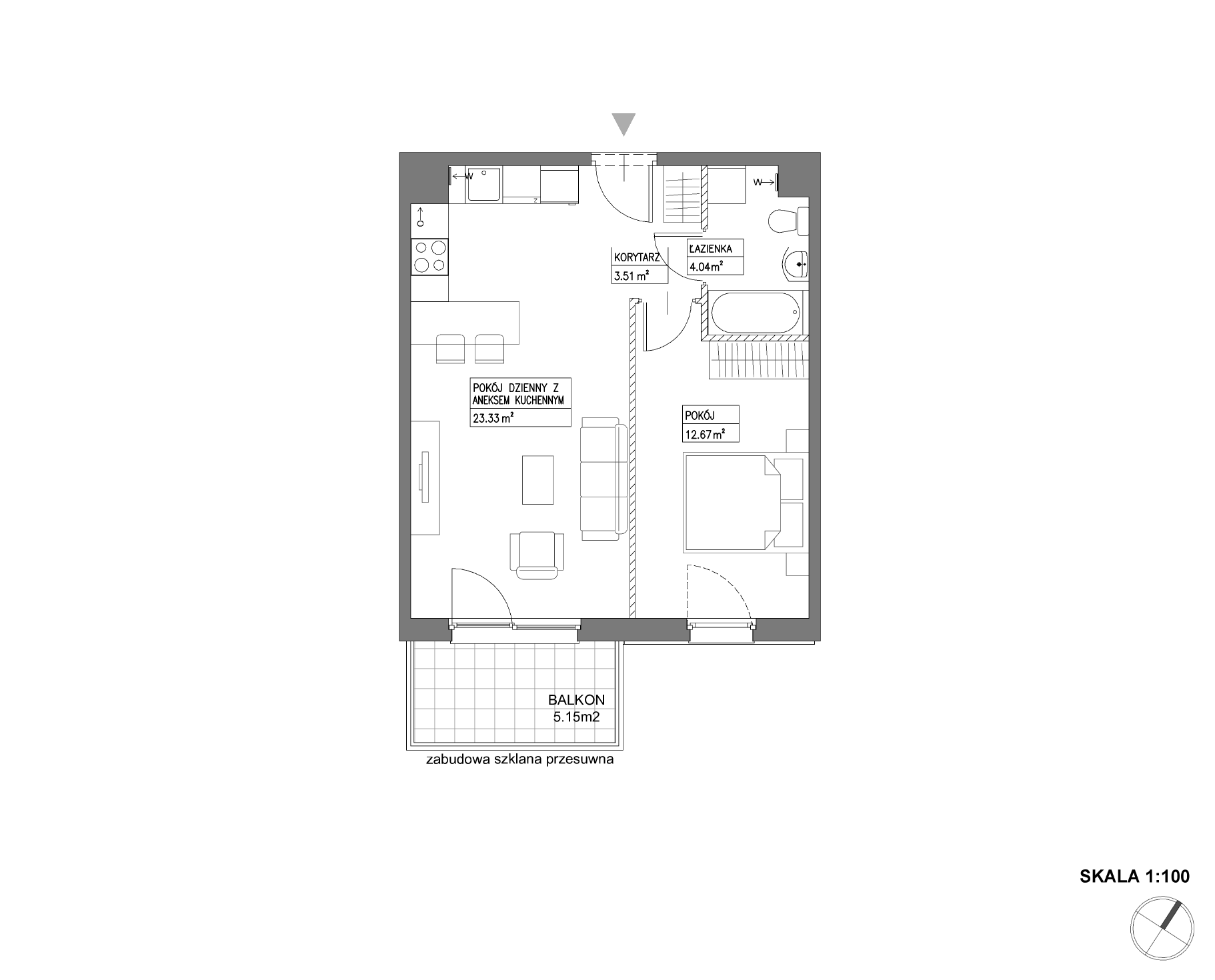 Plan 2 pok. 44m²