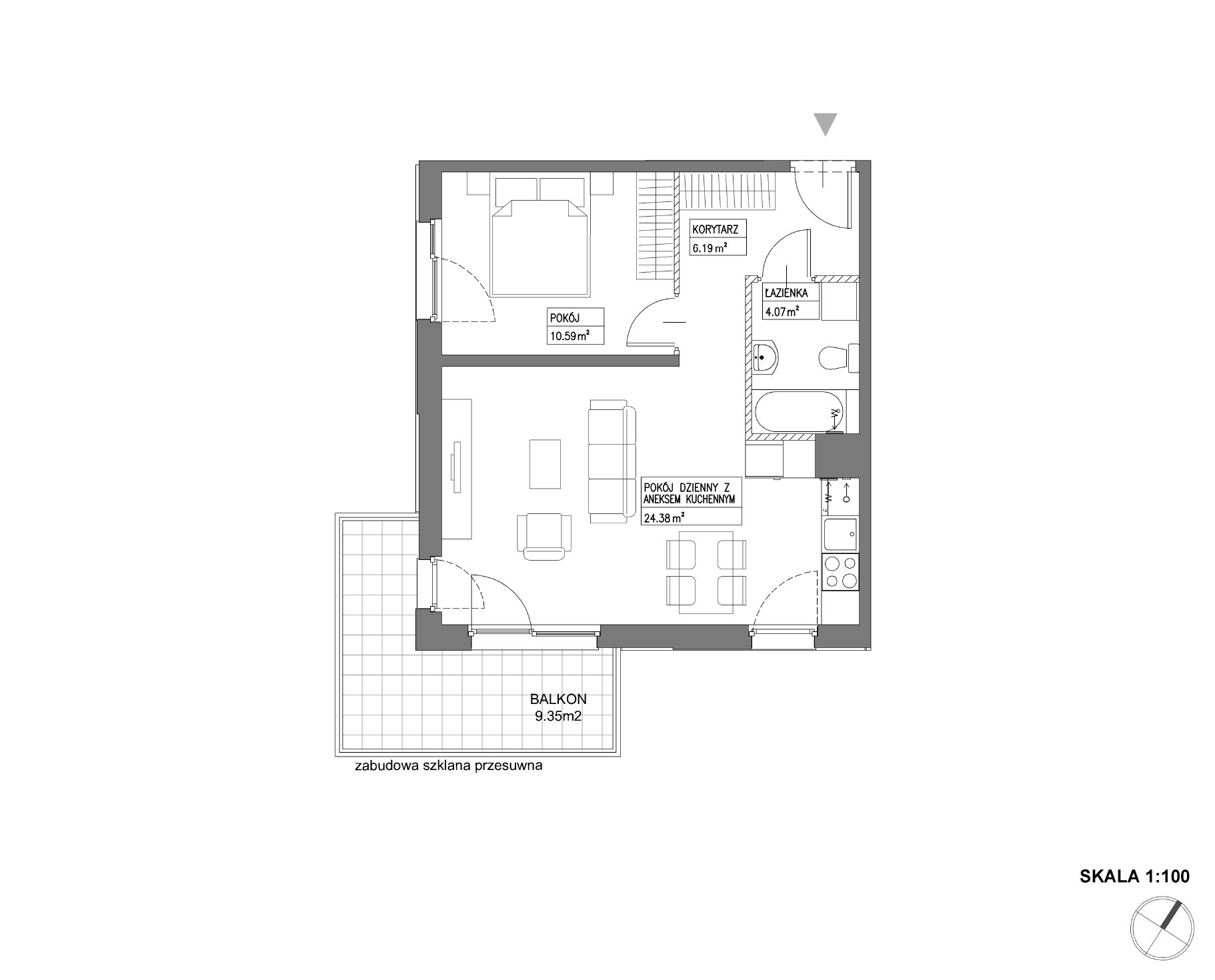 Plan 2 pok. 45m²