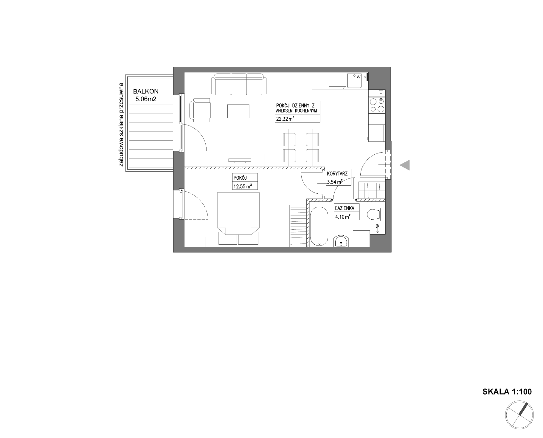 Plan 2 pok. 43m²