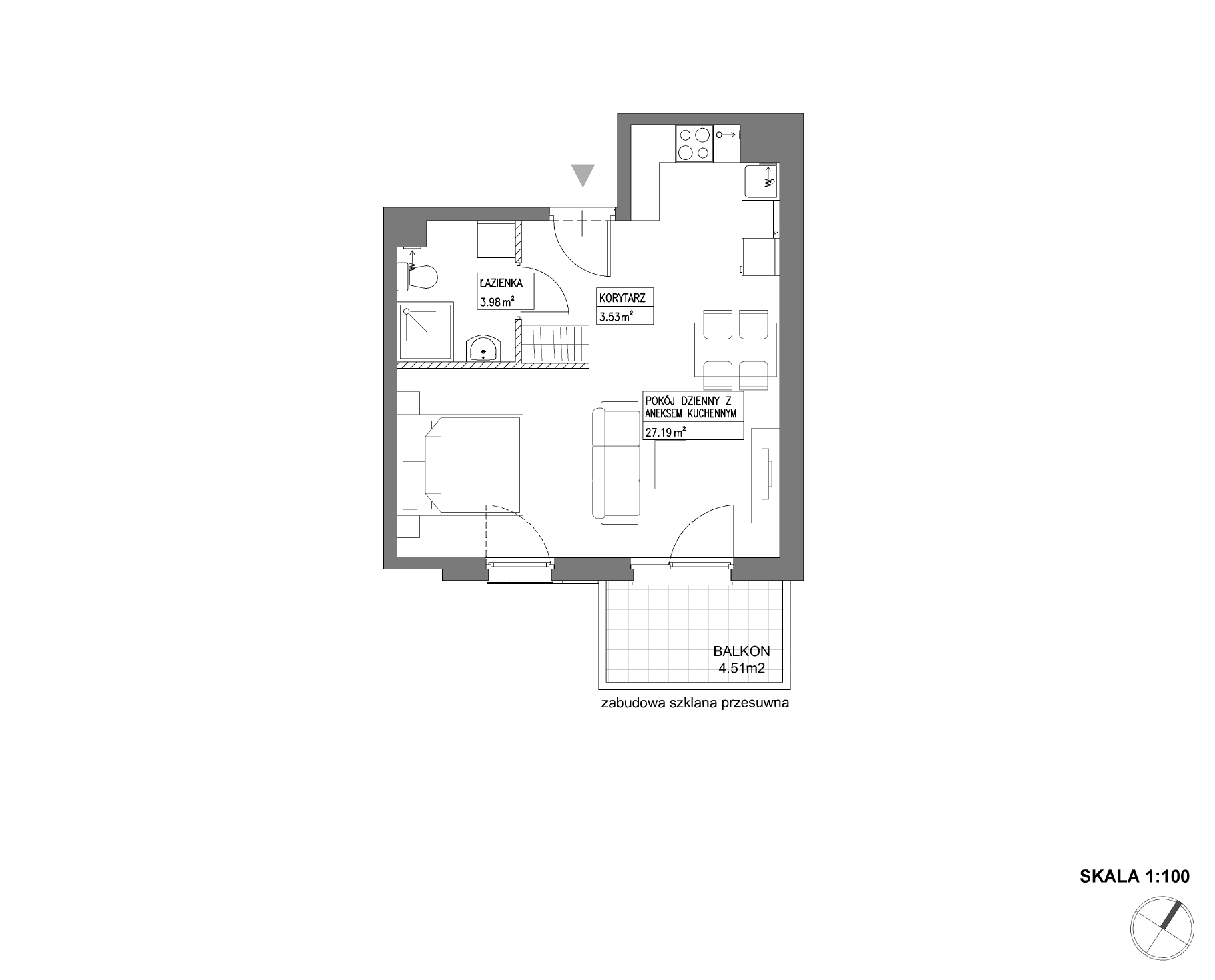 Plan 1 pok. 35m²