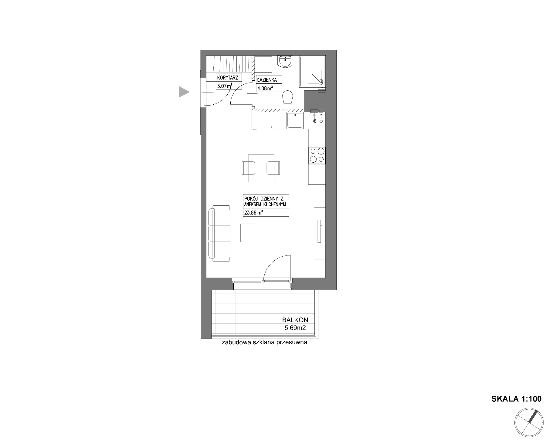 Plan 1 pok. 31m²