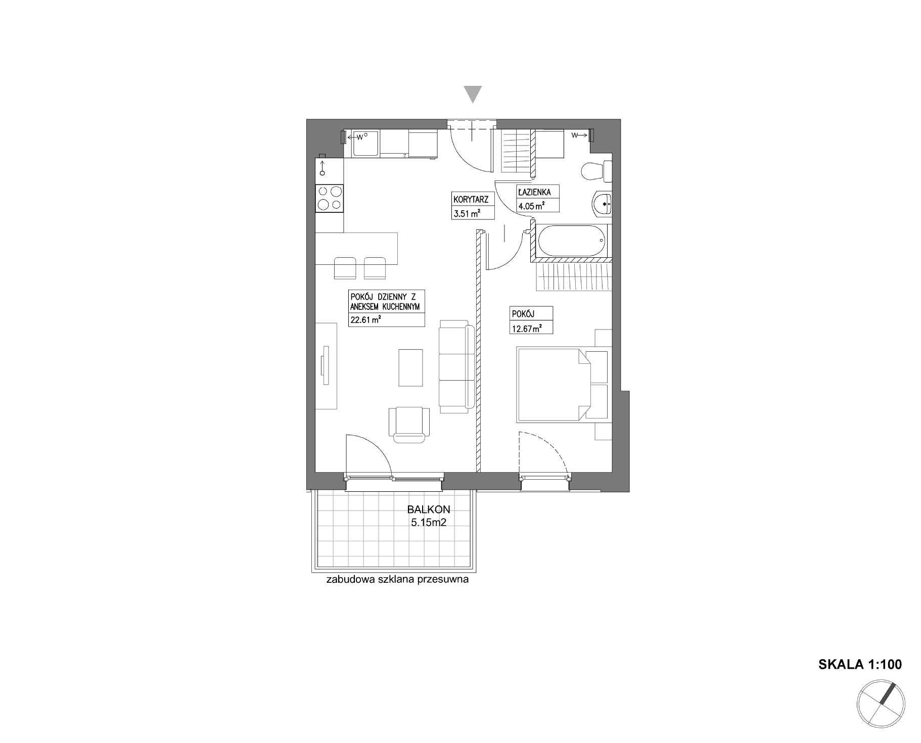 Plan 2 pok. 43m²