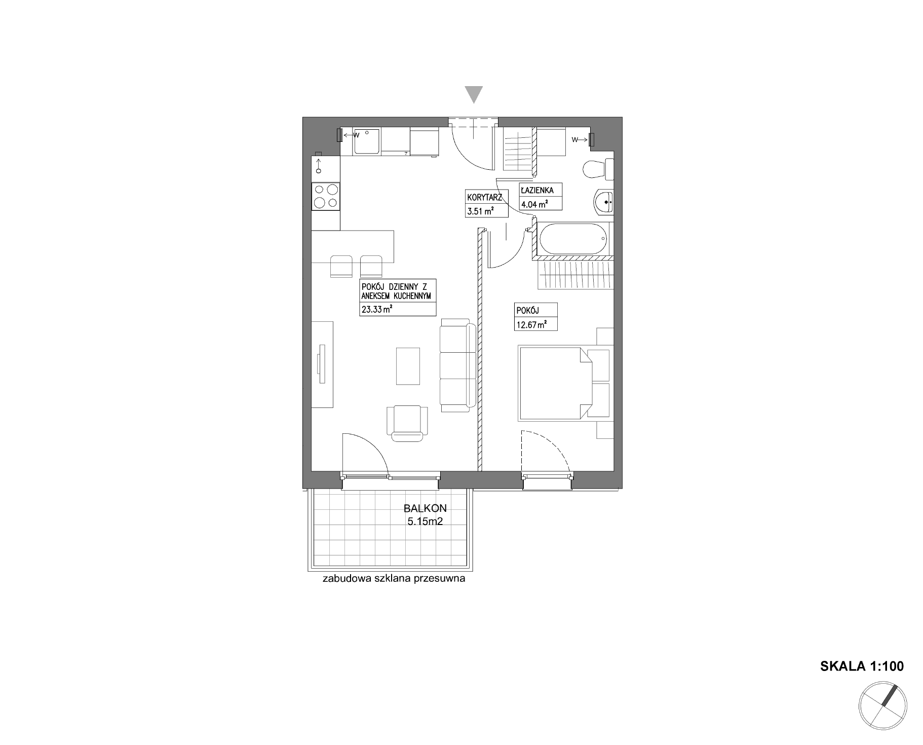Plan 2 pok. 44m²