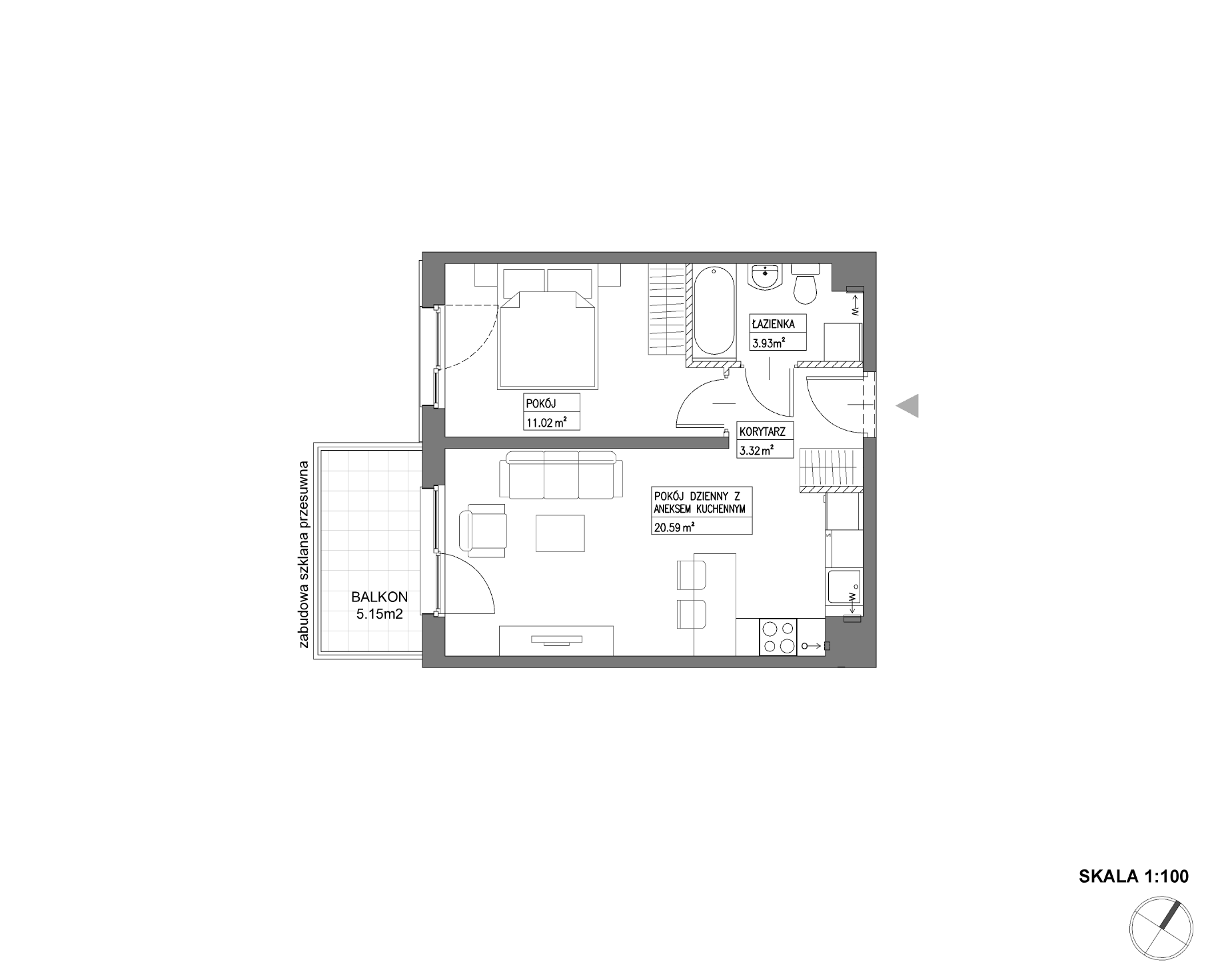 Plan 2 pok. 39m²