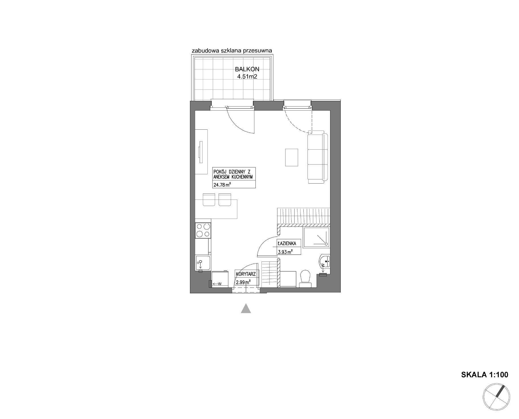Plan 1 pok. 32m²