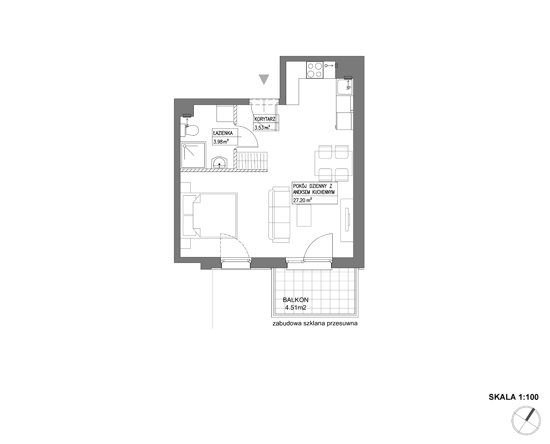 Plan 1 pok. 35m²