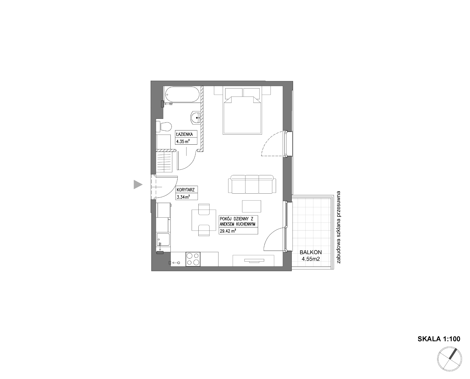 Plan 1 pok. 37m²