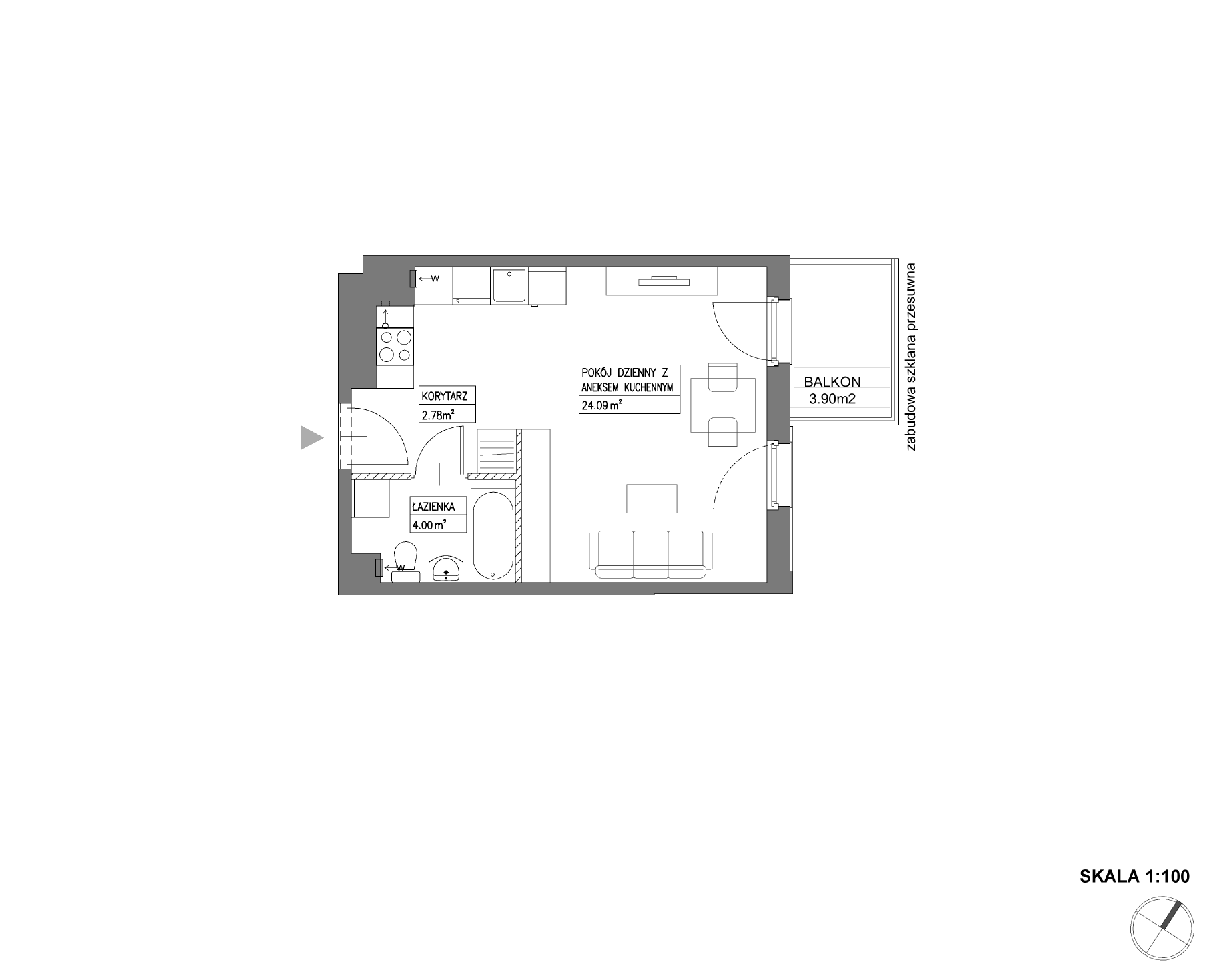 Plan 1 pok. 31m²