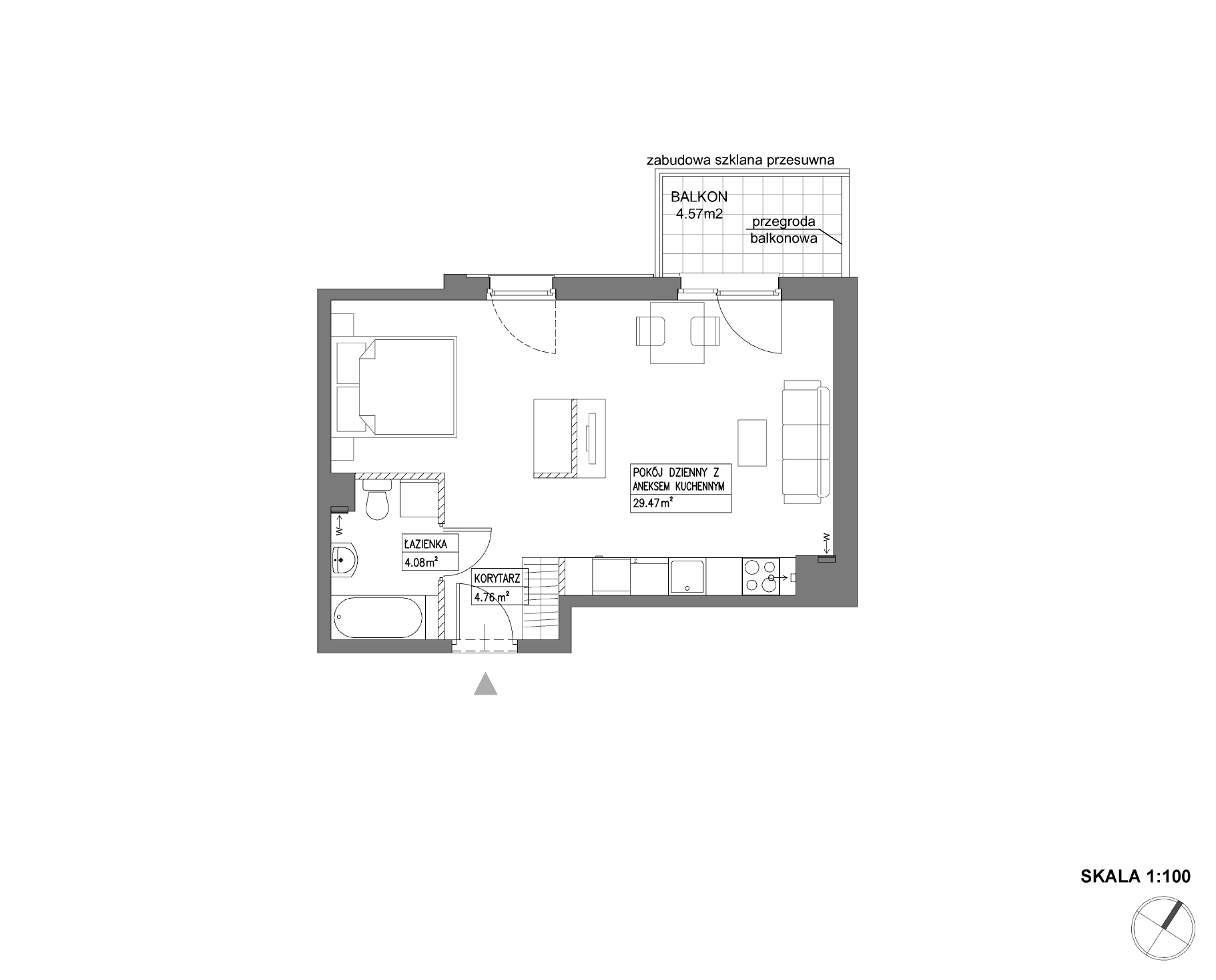 Plan 1 pok. 38m²