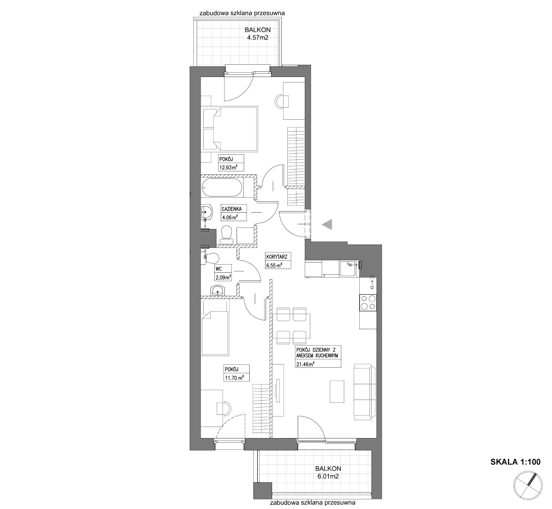 Plan 3 pok. 59m²