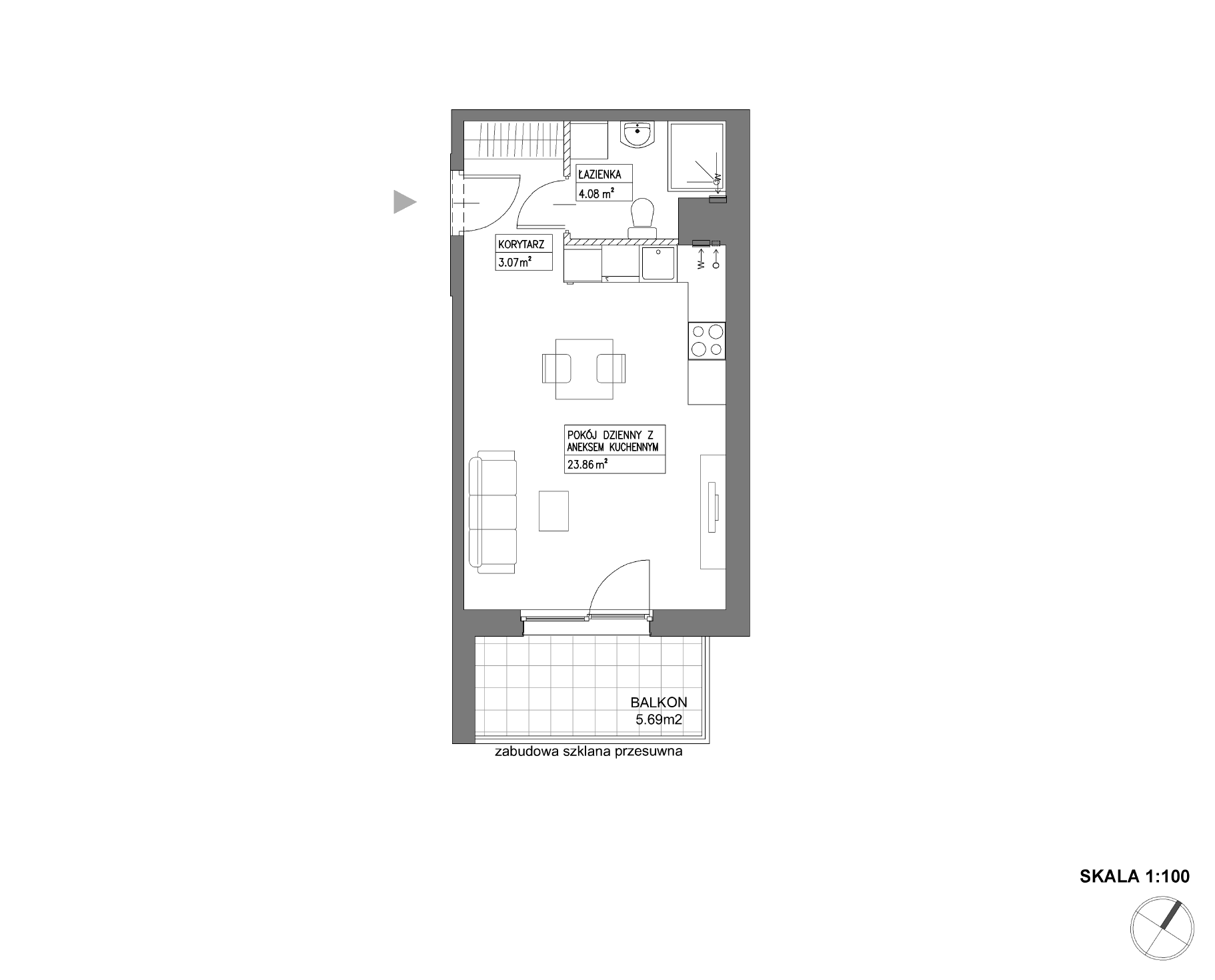 Plan 1 pok. 31m²