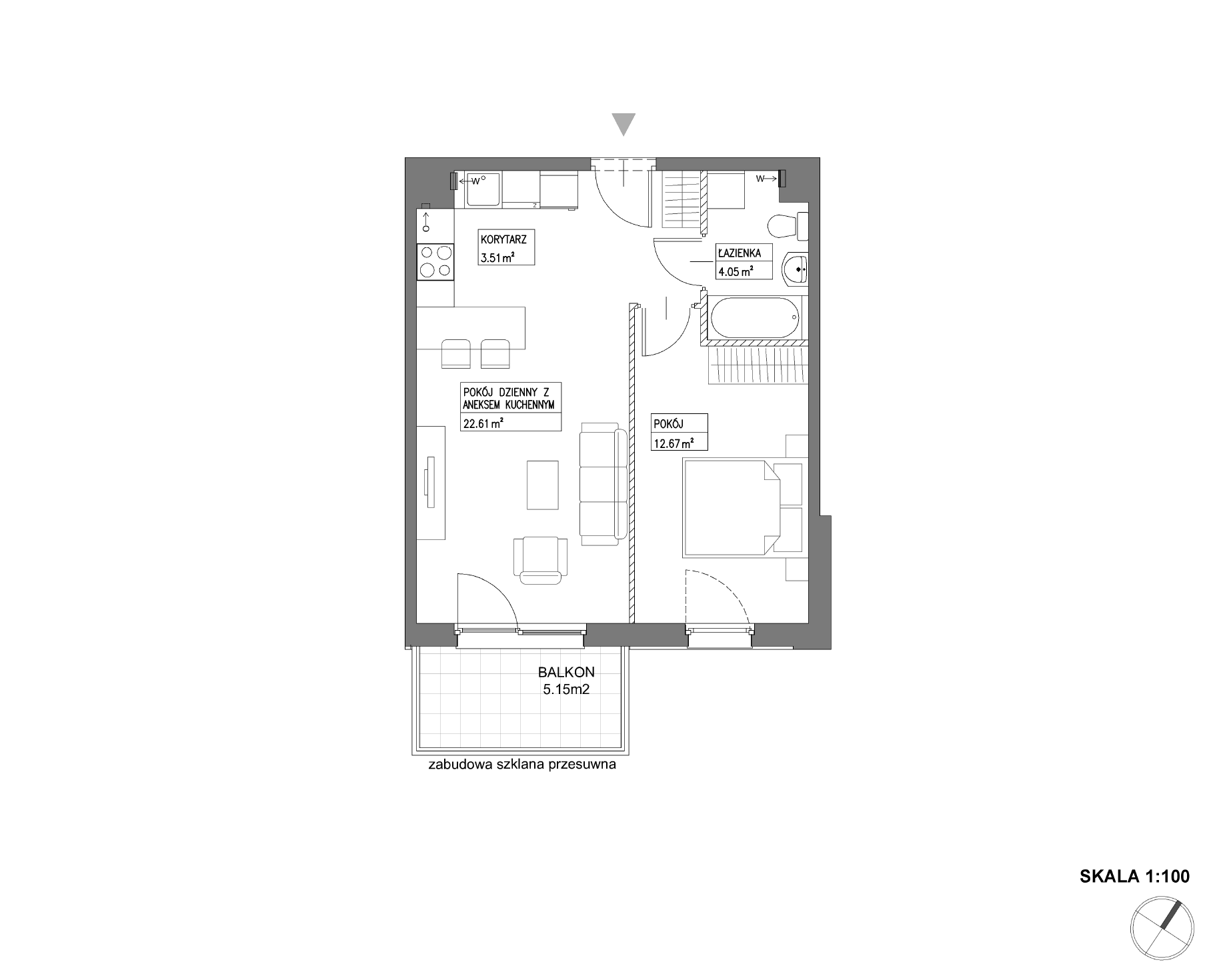 Plan 2 pok. 43m²