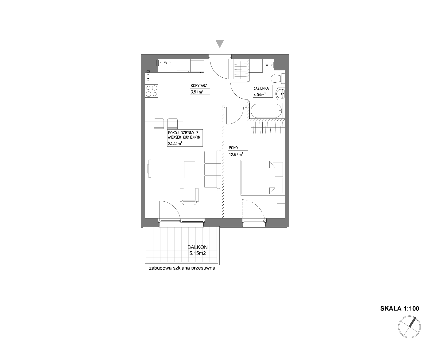 Plan 2 pok. 44m²