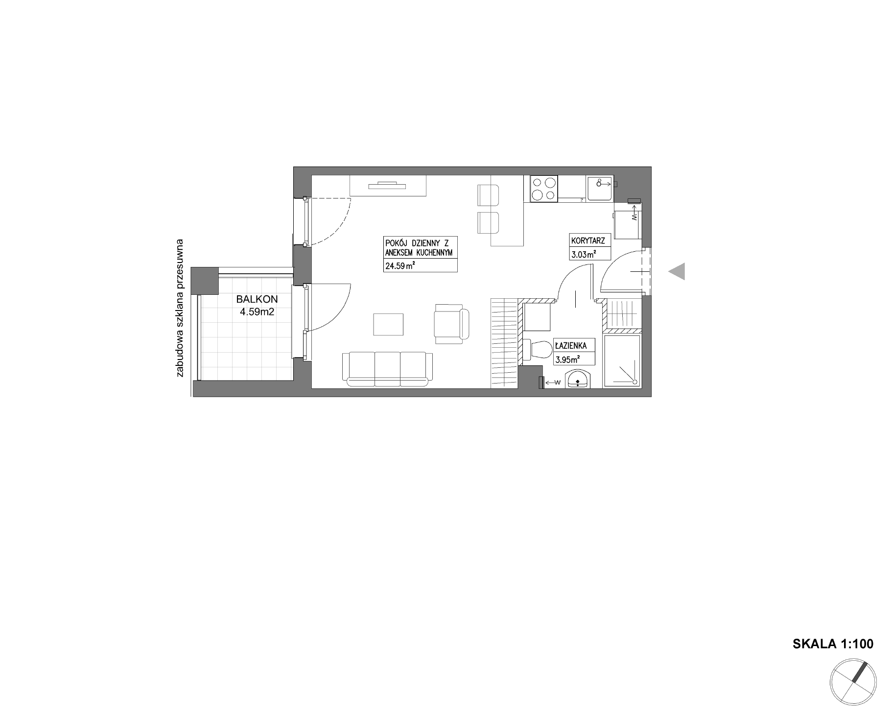 Plan 1 pok. 32m²