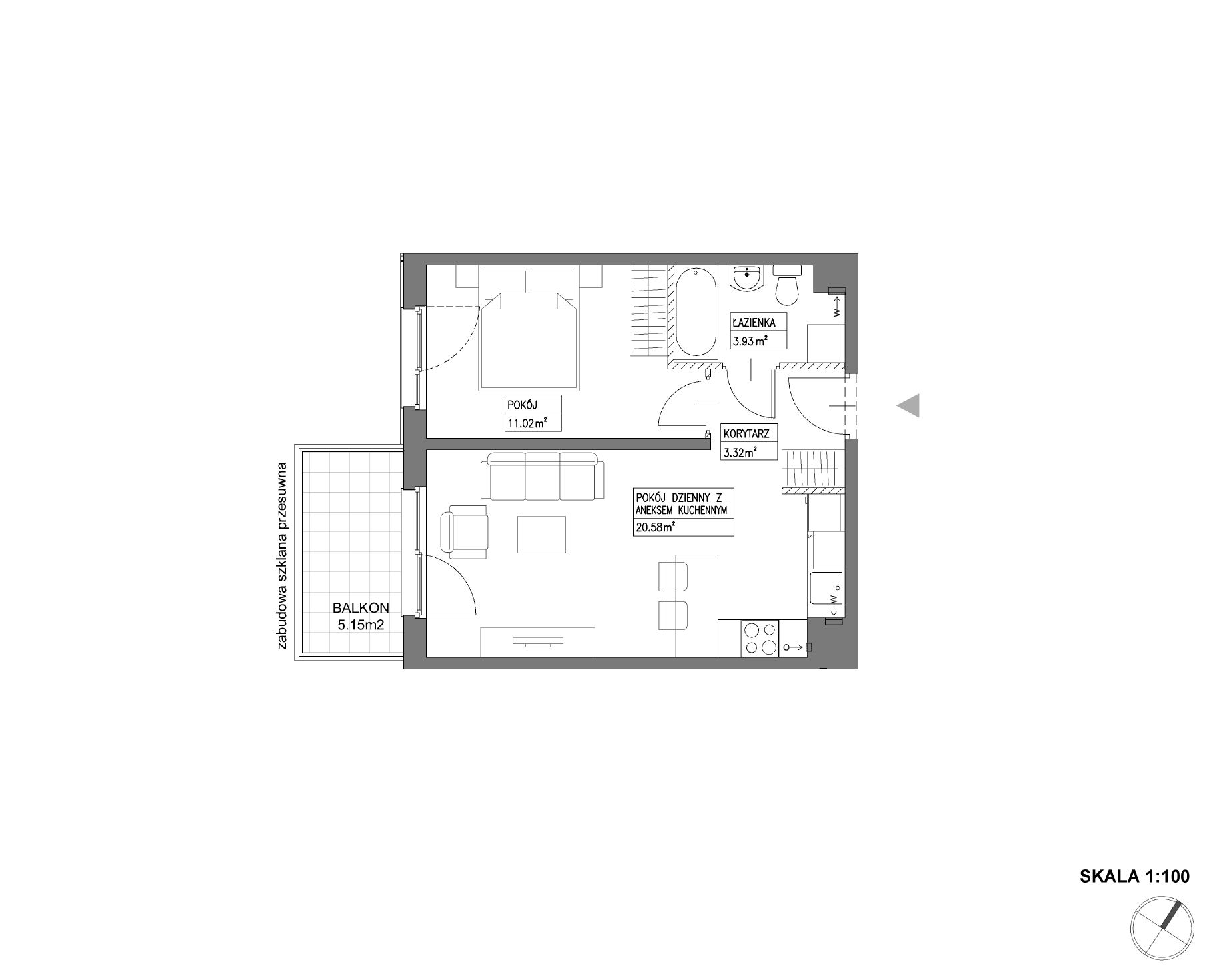 Plan 2 pok. 39m²