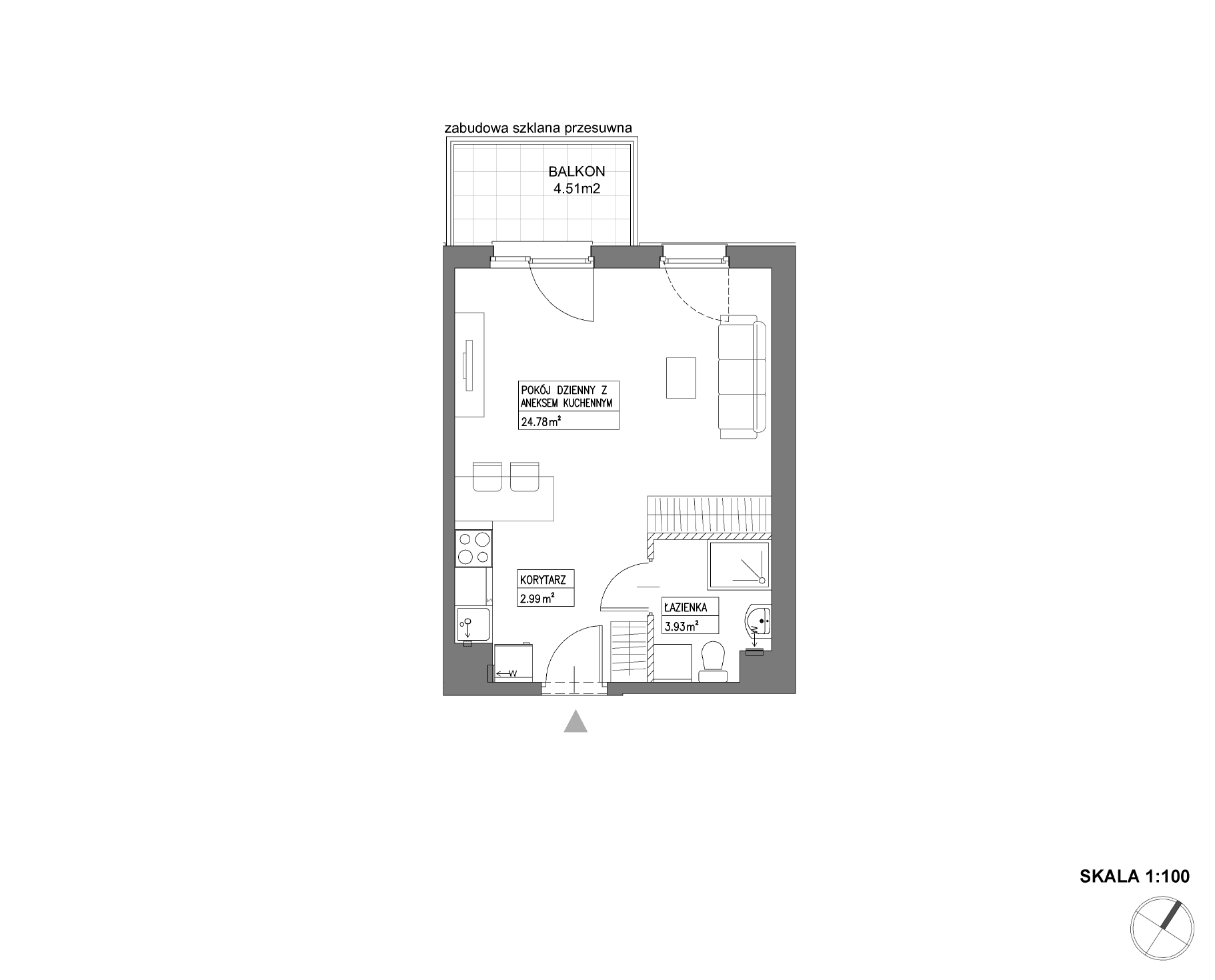 Plan 1 pok. 32m²
