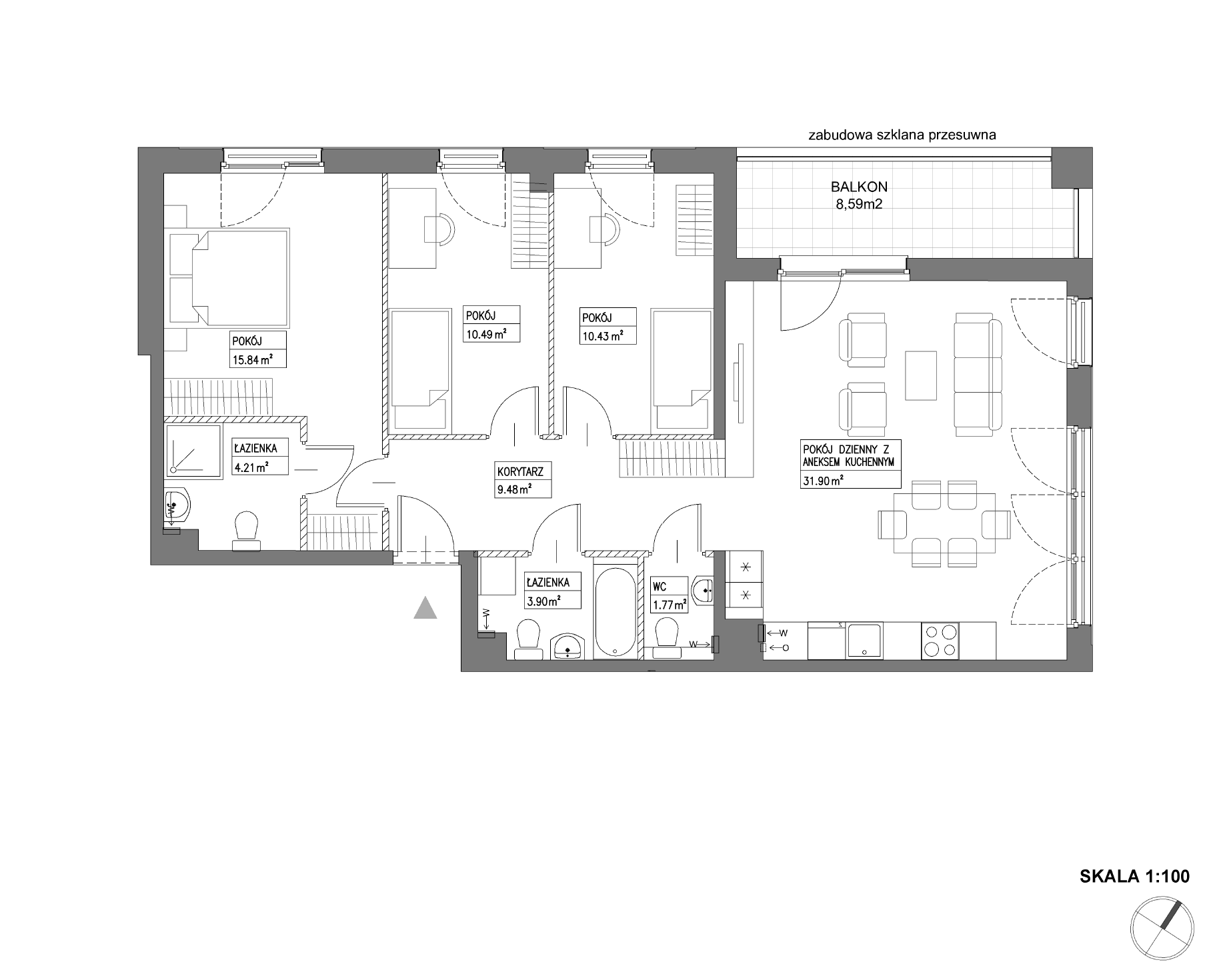 Plan 4 pok. 88m²
