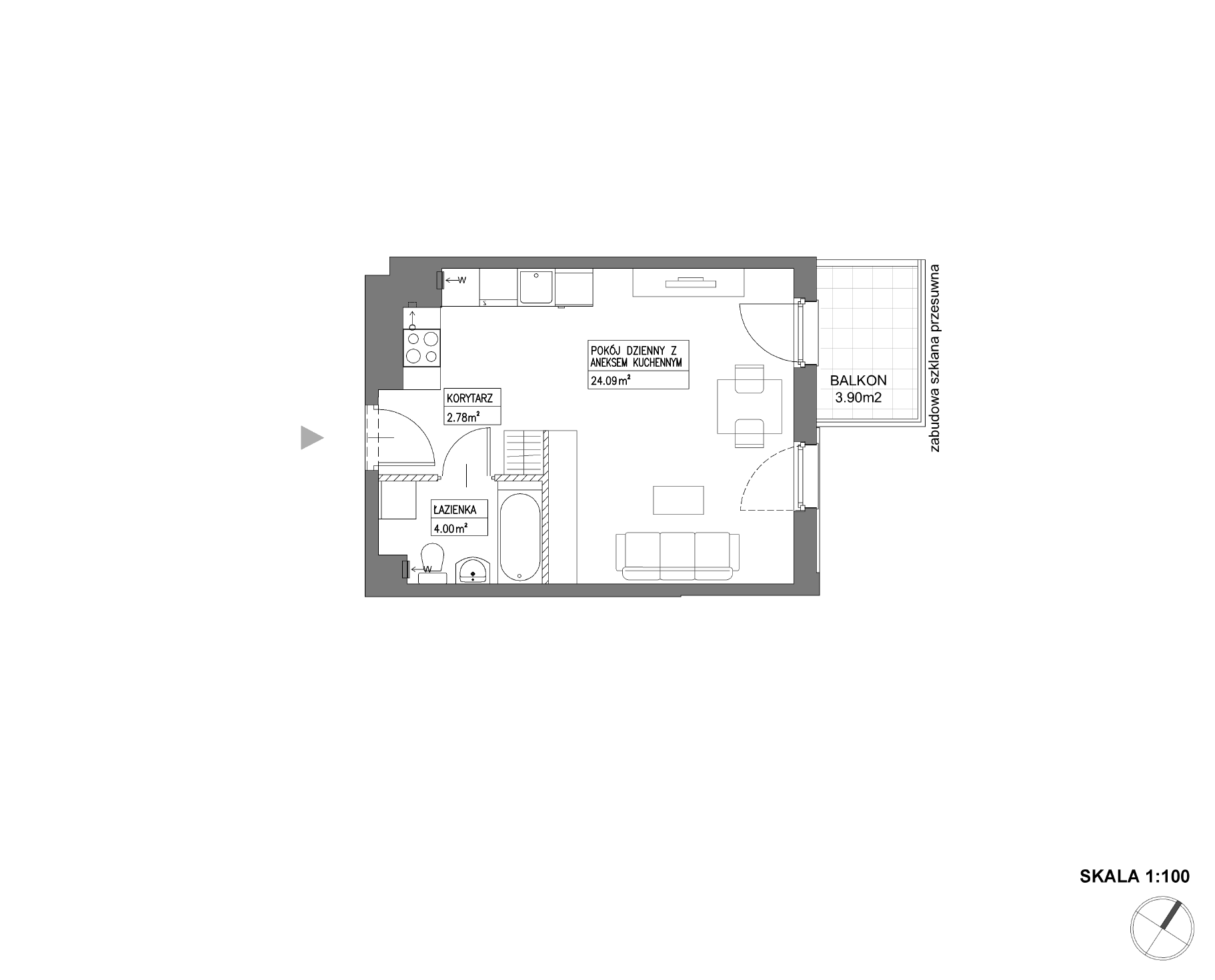 Plan 1 pok. 31m²