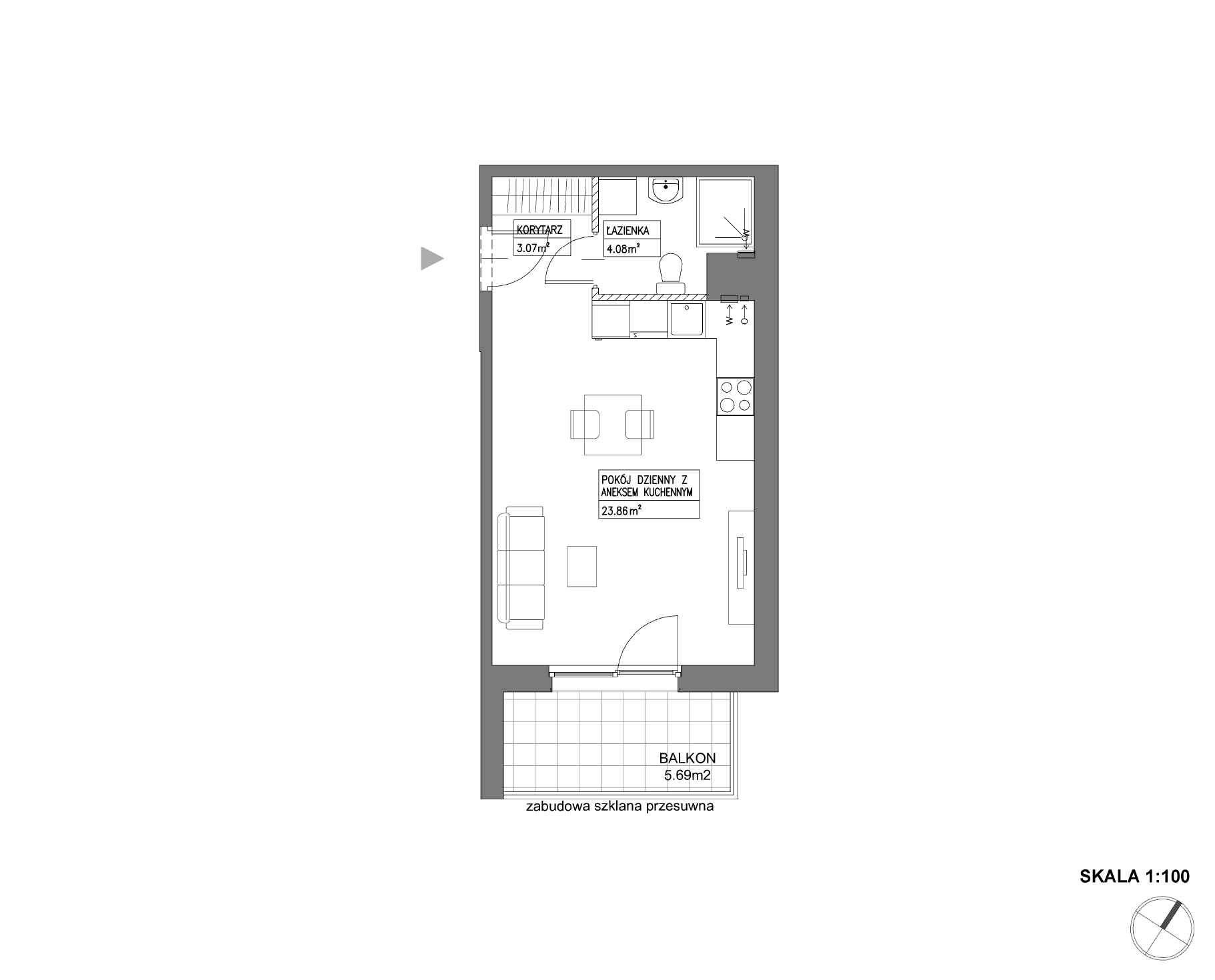 Plan 1 pok. 31m²