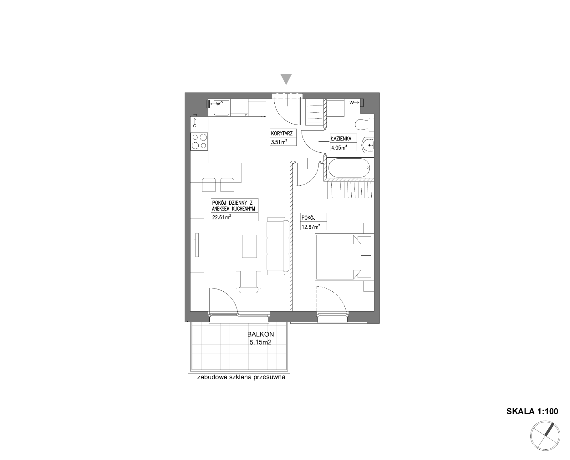 Plan 2 pok. 43m²