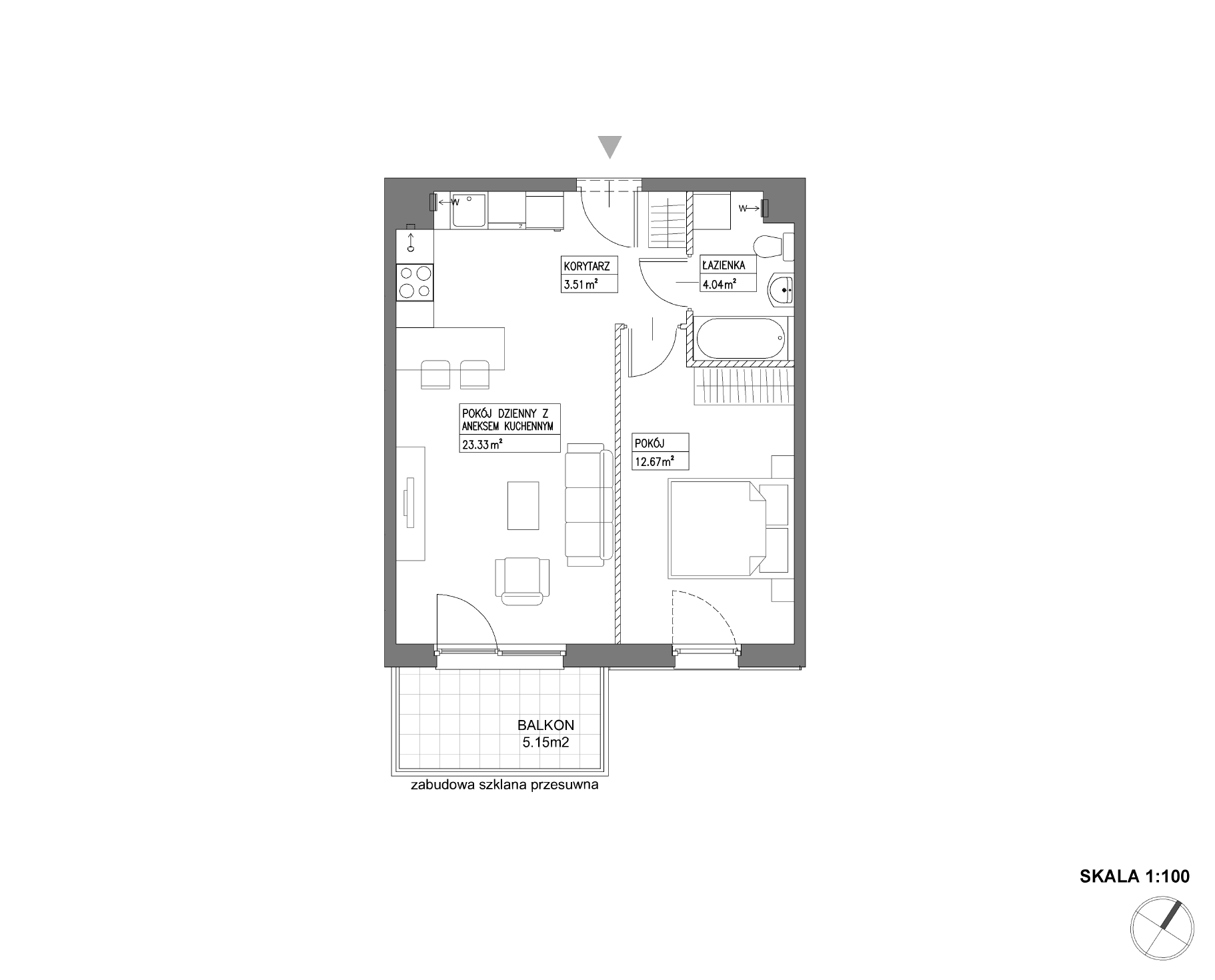 Plan 2 pok. 44m²