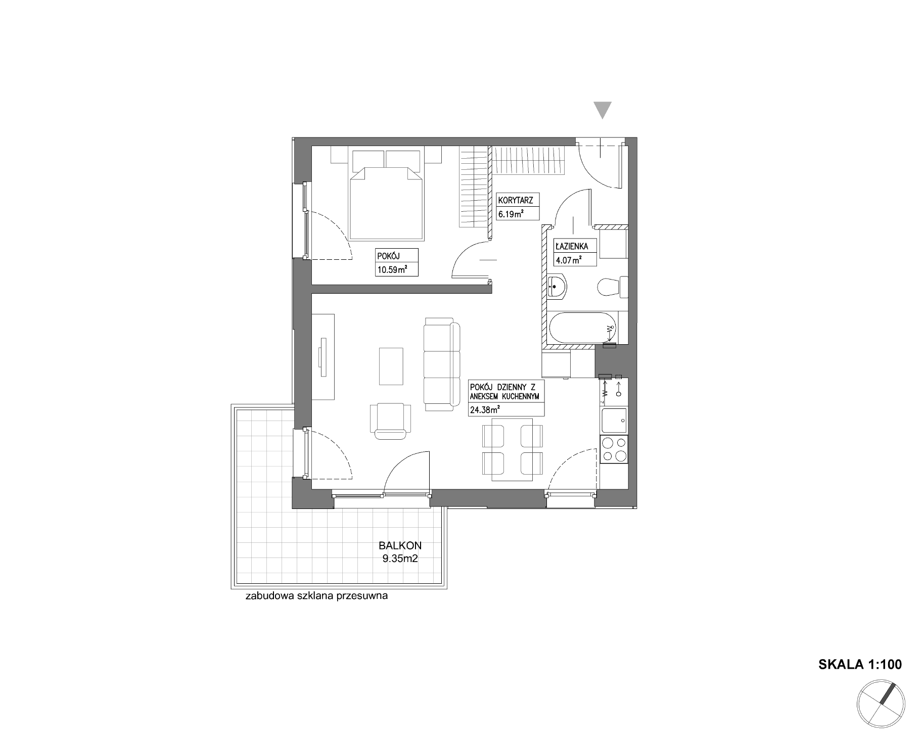 Plan 2 pok. 45m²