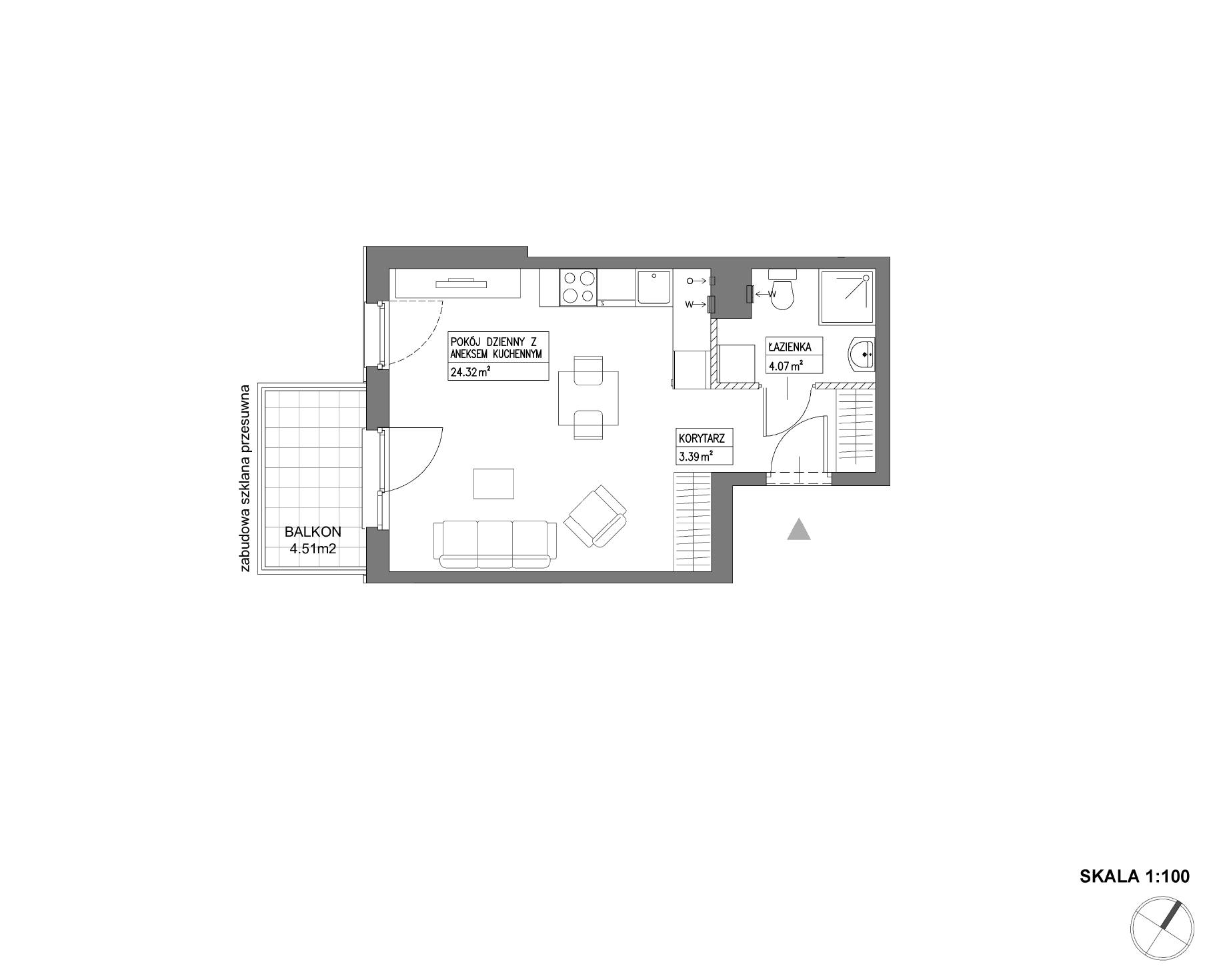 Plan 1 pok. 32m²