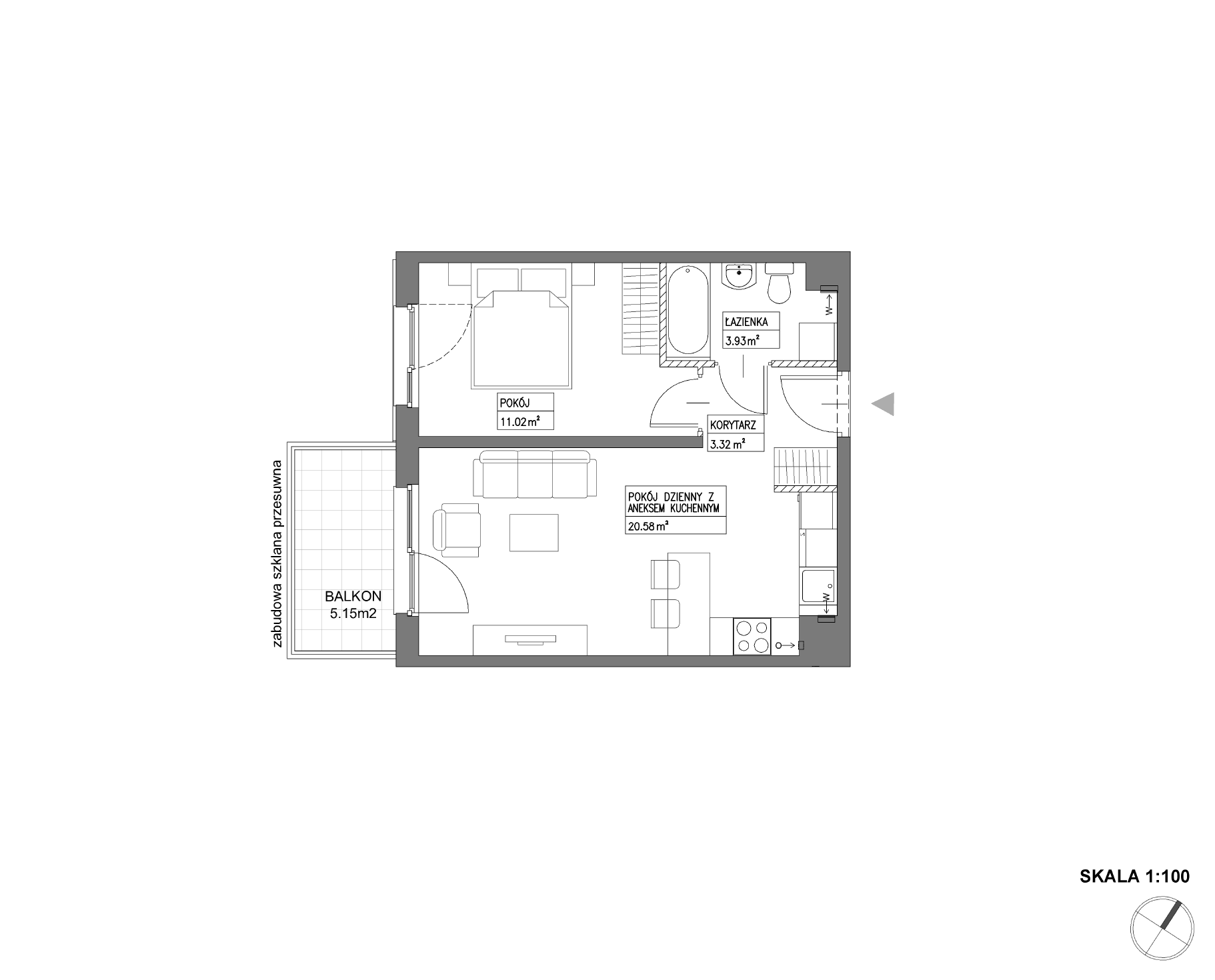 Plan 2 pok. 39m²